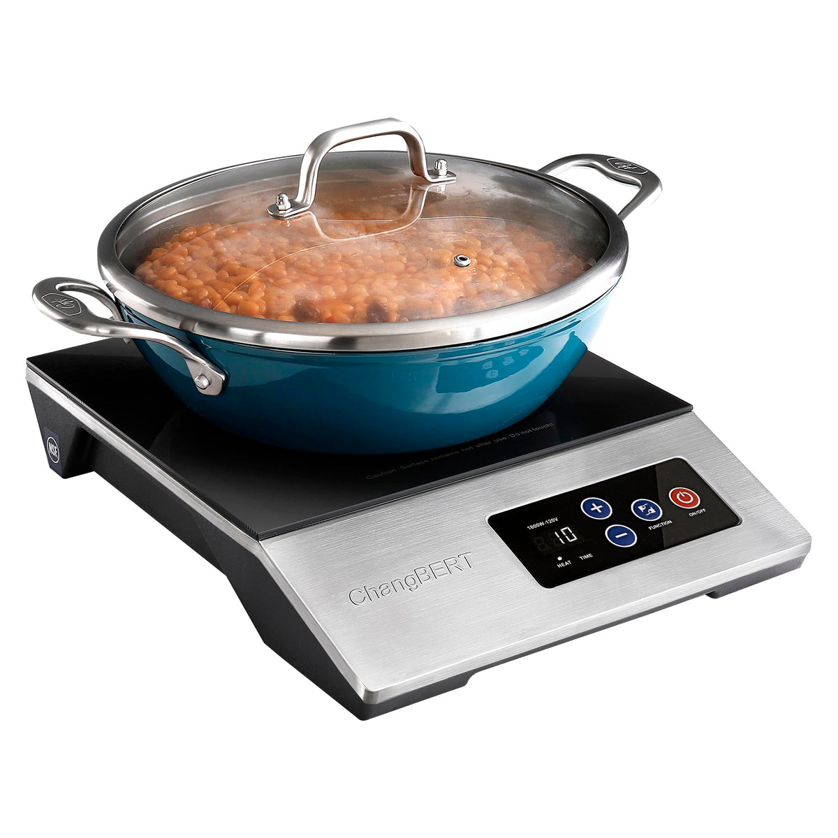 Changbert 1800W Commercial Grade Induction Cooktop, Nsf Certified Portable Large 8    Heating Coil, 12'' Heat Resistant Cooking
