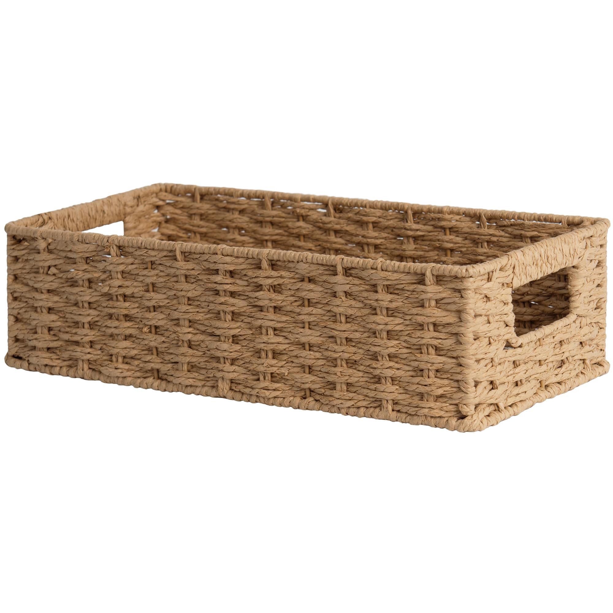 Storageworks Toilet Paper Basket, Orange Round Paper Rope Baskets For Bathroom, Small Toilet Tank Basket, Towel Basket With Buil