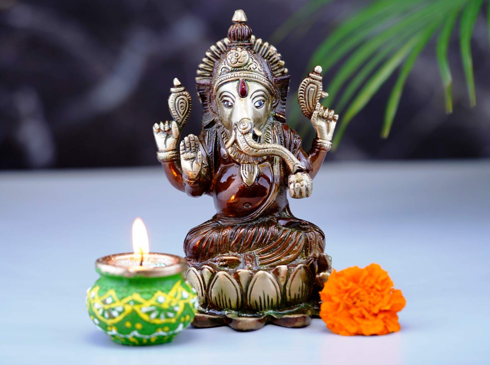 Tailos Pure Brass Lord Ganesha Idol  Ganesh Murti For Home Decor, Pooja Room, Temple & Diwali Decoration | Traditional Ganeshji 