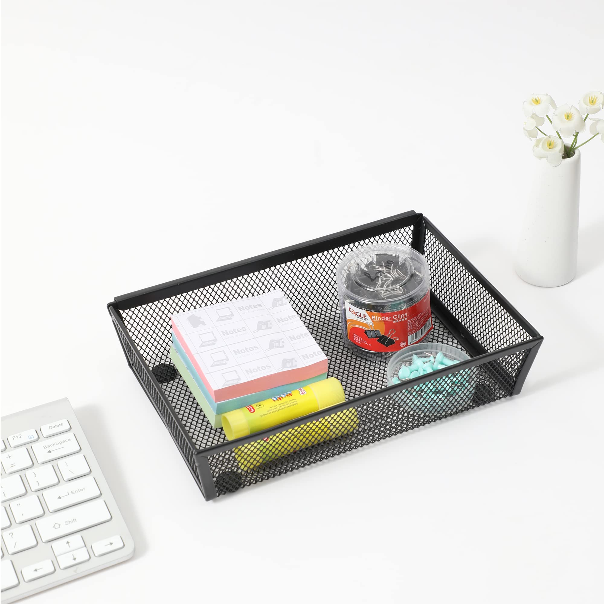 Yfeen Mesh Tray Kitchen Drawer Utensil Cutlery Tray Office Supplies With Inter-Locking Arm Drawer Dividers Organizer For Silverw