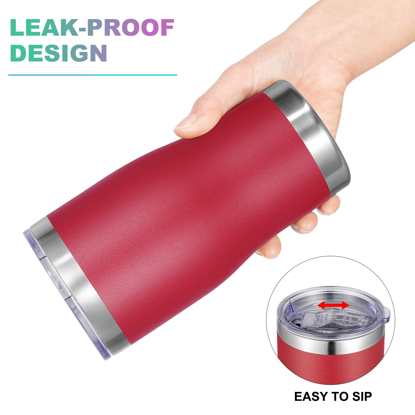 Vegond 20Oz Tumbler Stainless Steel Tumbler Cup With Lid And Straw Vacuum Insulated Double Wall Travel Coffee Mug(Brick Red 6 Pa