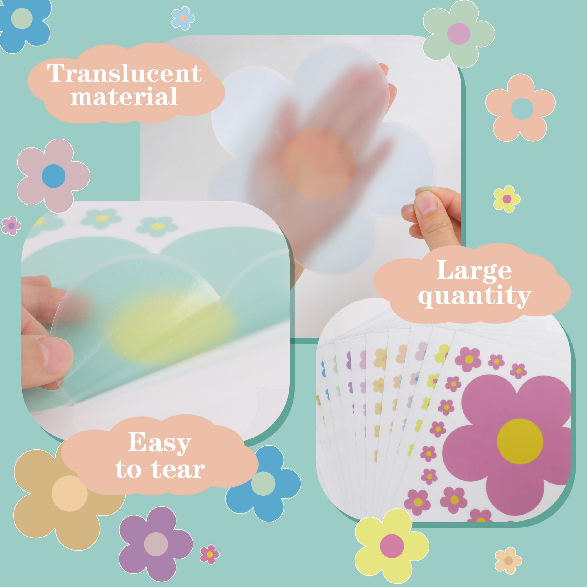 12 Sheets Flower Wall Decals Cute Colorful Floral Wall Stickers Vinyl Peel And Stick Wall Decals Y2K Preppy Hippie Stickers Aest