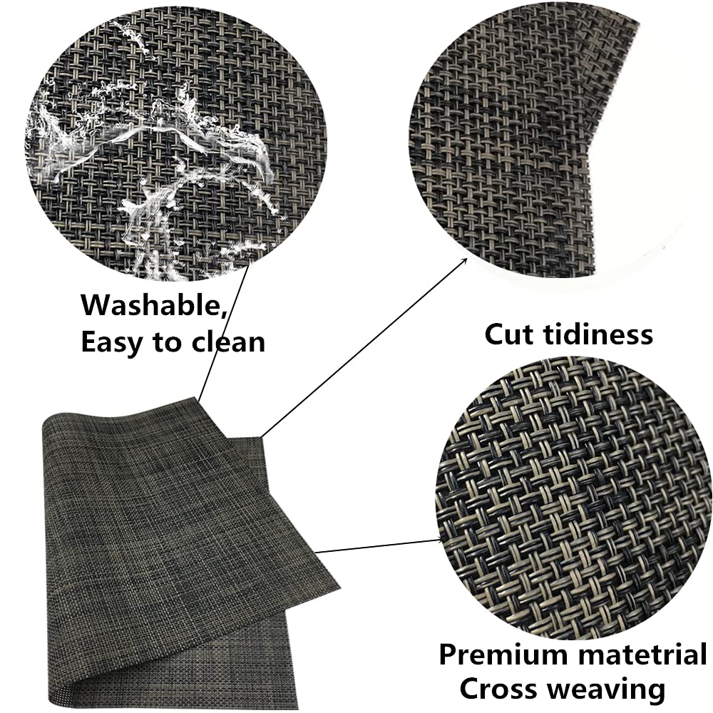 Wazaigur Placemats,Easy To Clean Crisscross Woven Vinyl Place Mats Durable Non-Slip Heat Resistant Table Mats,Placemats For Kitc