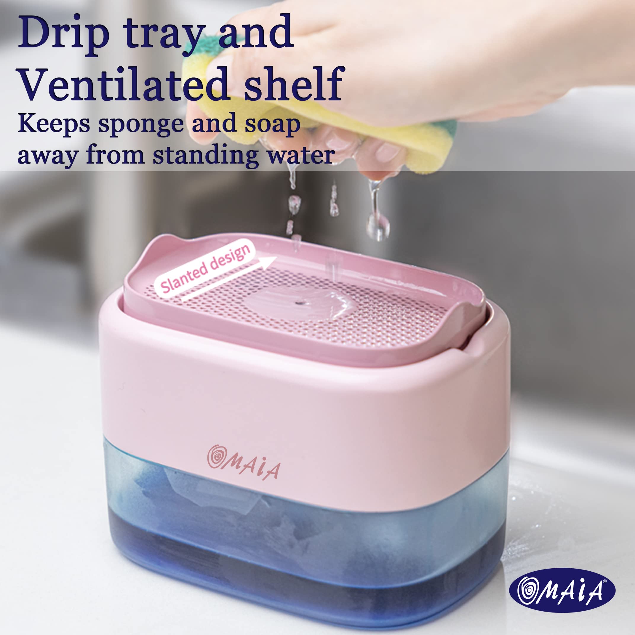 Omaia Dish Soap Dispenser For Kitchen Sink - Pink Kitchen Gadgets 2023 - Dishwashing Liquid Dispenser For Kitchen - Sink Counter