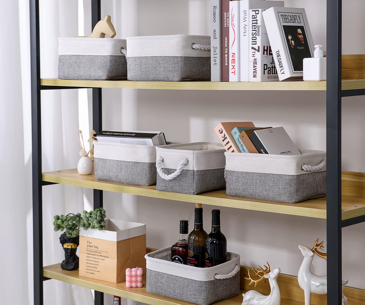Sacyic Storage Baskets 12X8X5 Inch 10 Pack Fabric Baskets Foldable Storage Bins Decorative Baskets Cloth Storage Baskets Storage