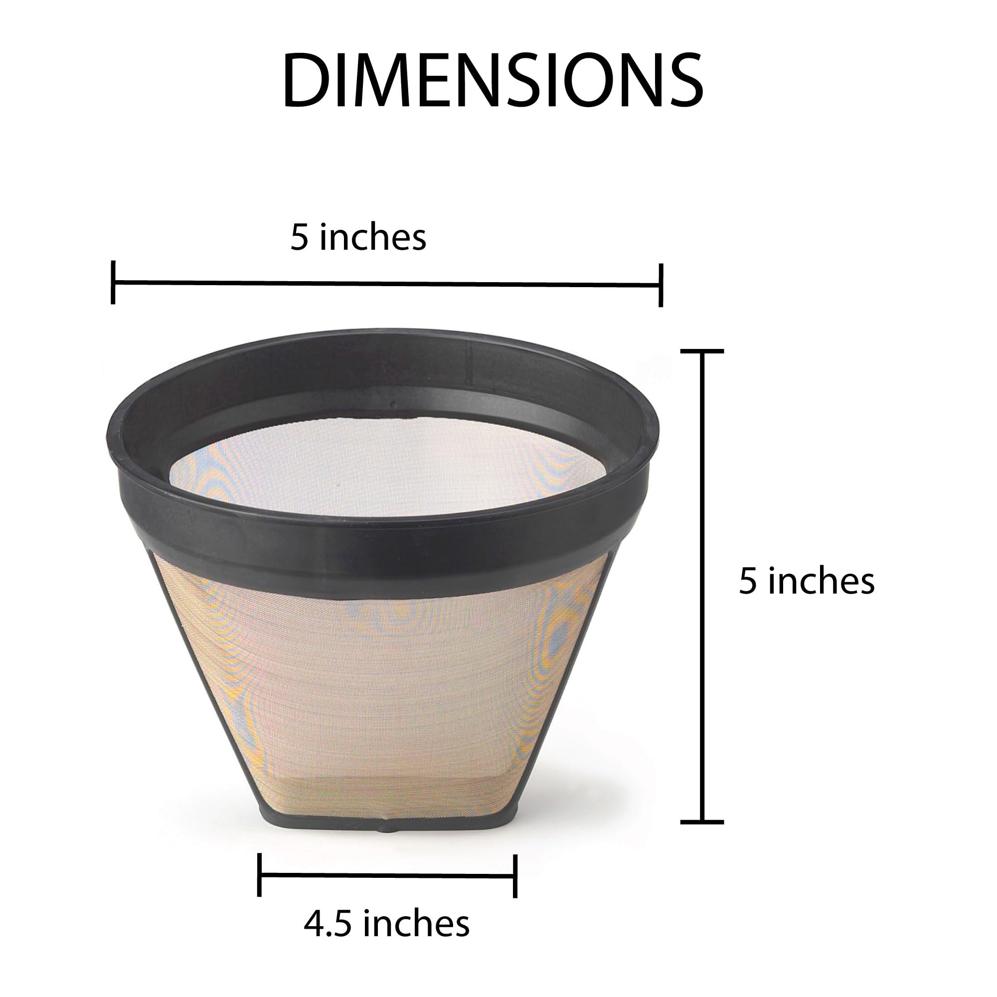 Fino Pour-Over Coffee Brewing Cone, Reusable Gold-Toned Mesh Filter, Number 4-Size, Red