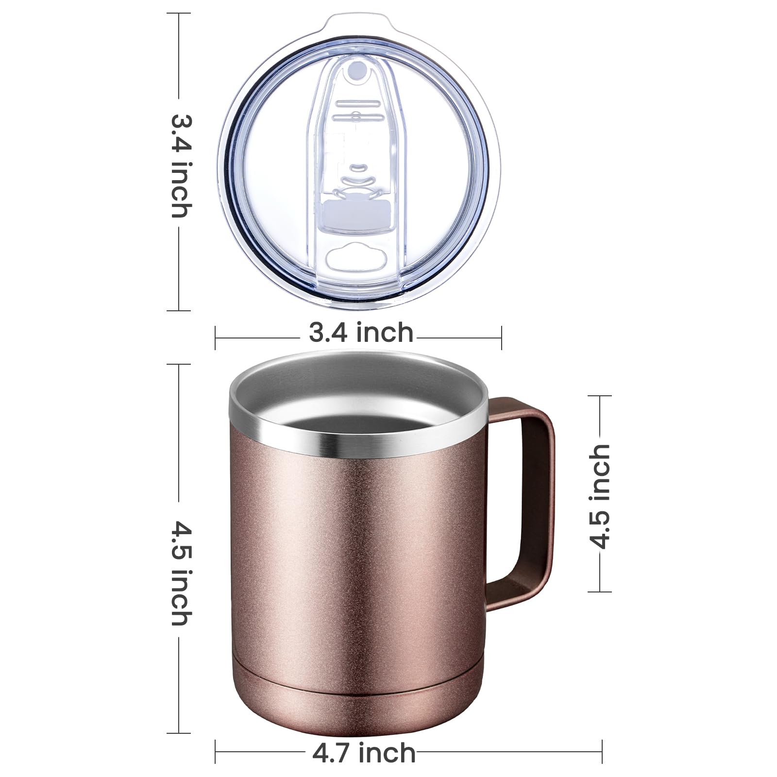 Meway 12Oz Mix Color Mug With Handle 8 Pack Bulk,Stainless Steel Insulated Travel Tumblers With Sliding Lid,Double Wall Vacuum C