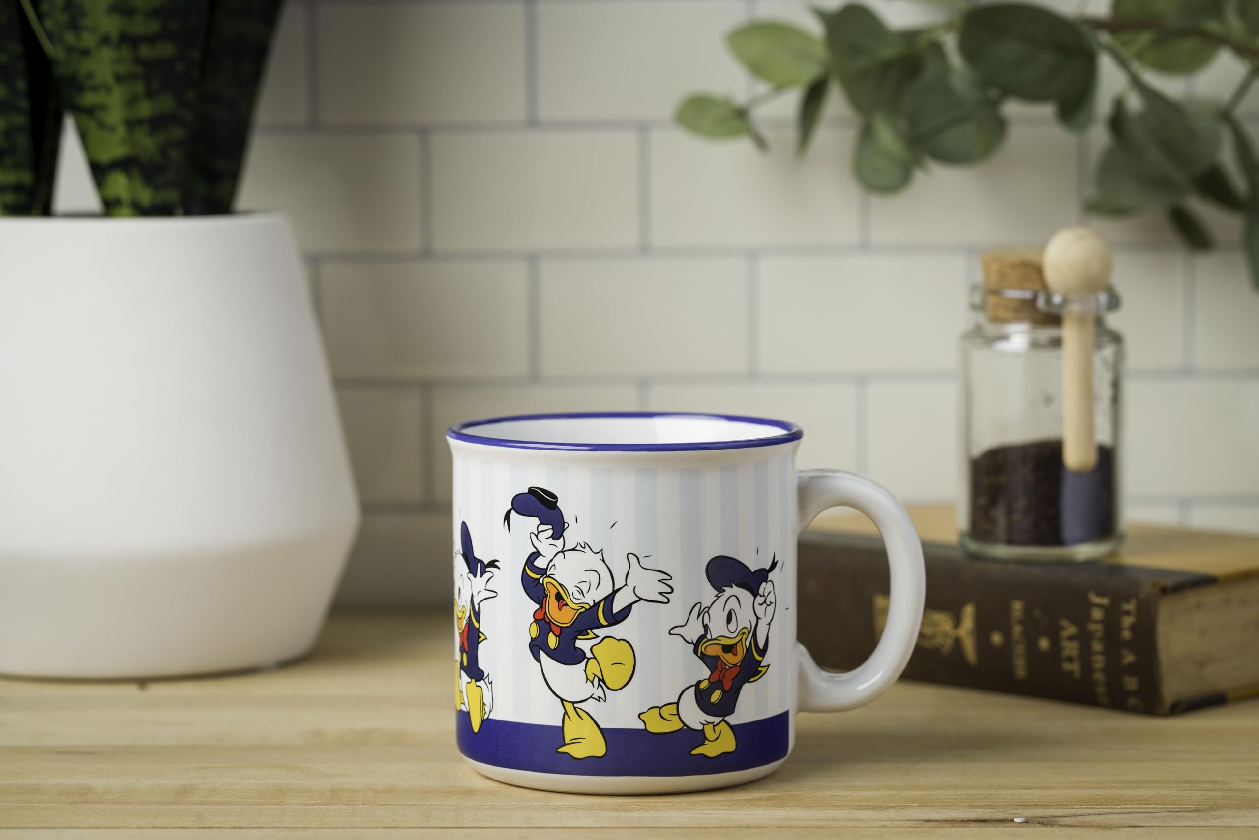 Silver Buffalo Disney Donald Duck Featuring Huey, Dewey, And Louie Ceramic Camper Mug, 20 Ounces