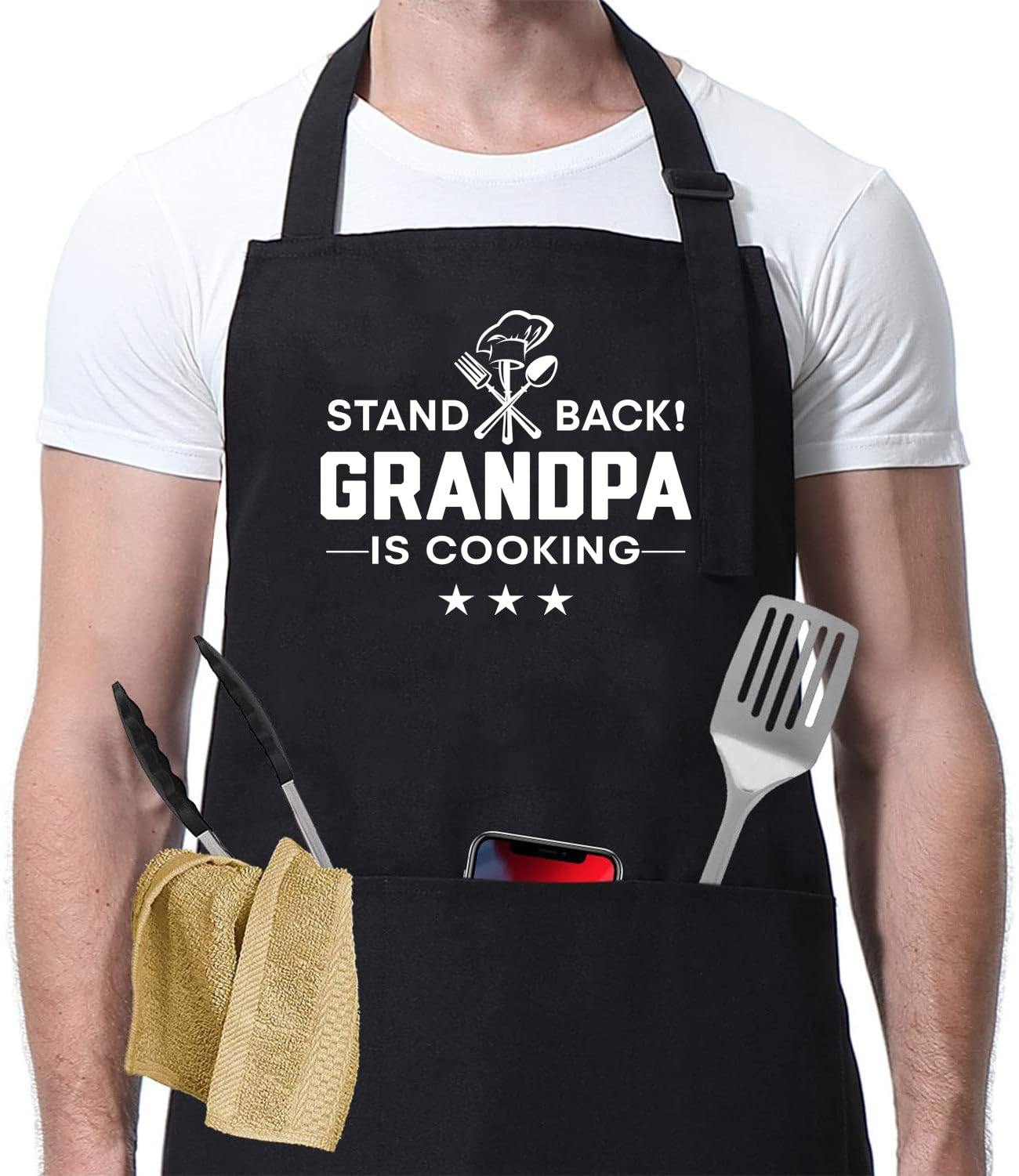 Stand Back Grandpa Is Cooking Apron  Funny Apron For Head Chef Grandpa Birthday Gifts For Dad  Grandpa Cooking Aprons  Cookin