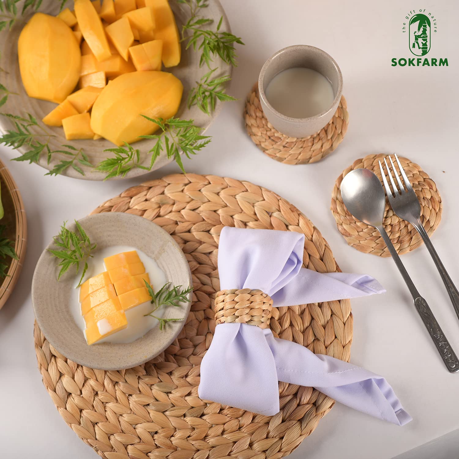 12Pcs Round Woven Napkin Ring, Water Hyacinth Napkins Rings, Rustic Napkin Rings, Handmade Braided Grass And Bead Napkin Ring, F
