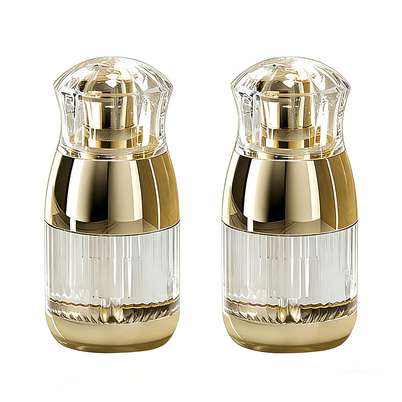 SYBL 2PCS 30ml 1oz Empty Clear Plastic Foundation Pump Bottles with Gold Pump Head Lotion Pump Dispensers Cosmetic Travel Contai