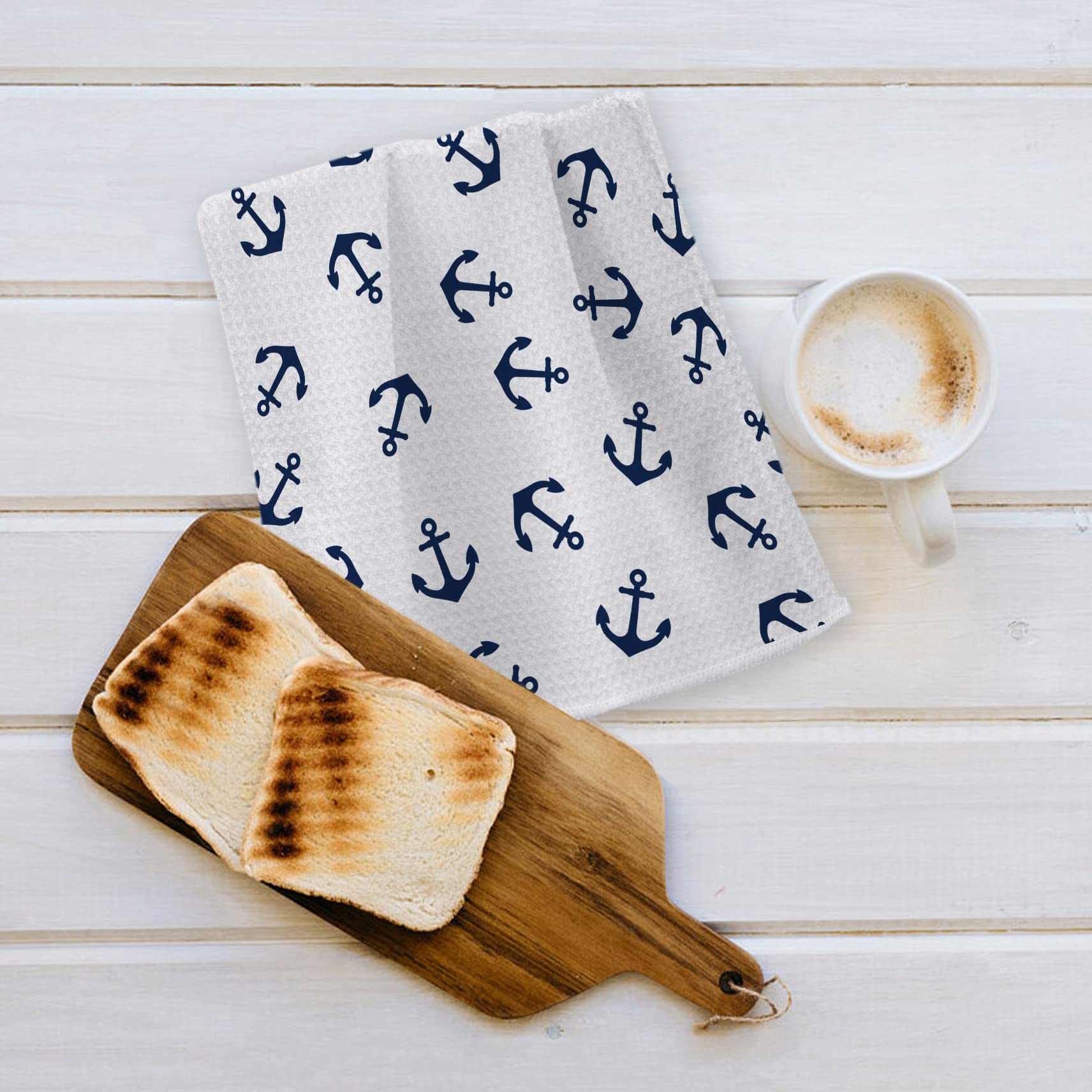 Ohsul Nautical Anchor Pattern Highly Absorbent Beach Towels Kitchen Towels Hand Towels Bath Towels,Anchor Sign Guest Towels Tea