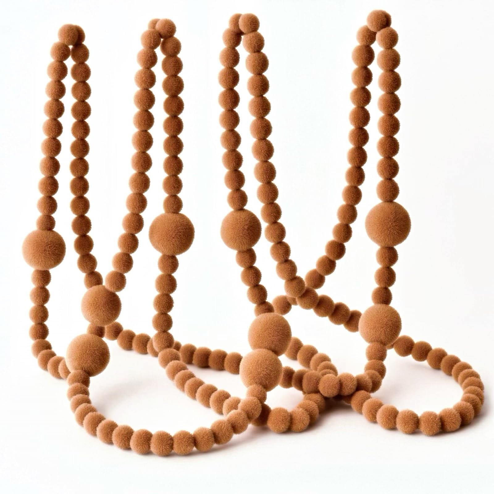 Yalikop 12 ft Christmas Velvet Beads Garland Brown Christmas Tree Garland Farmhouse Vintage Xmas Decor Velvet Craft Decoration f