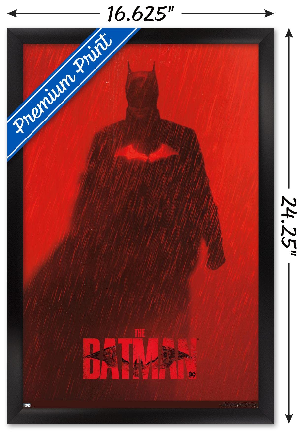 Trends International Dc Comics Movie The Batman - Batman Teaser One Sheet Wall Poster, 14.725'' X 22.375'', Black Framed Version