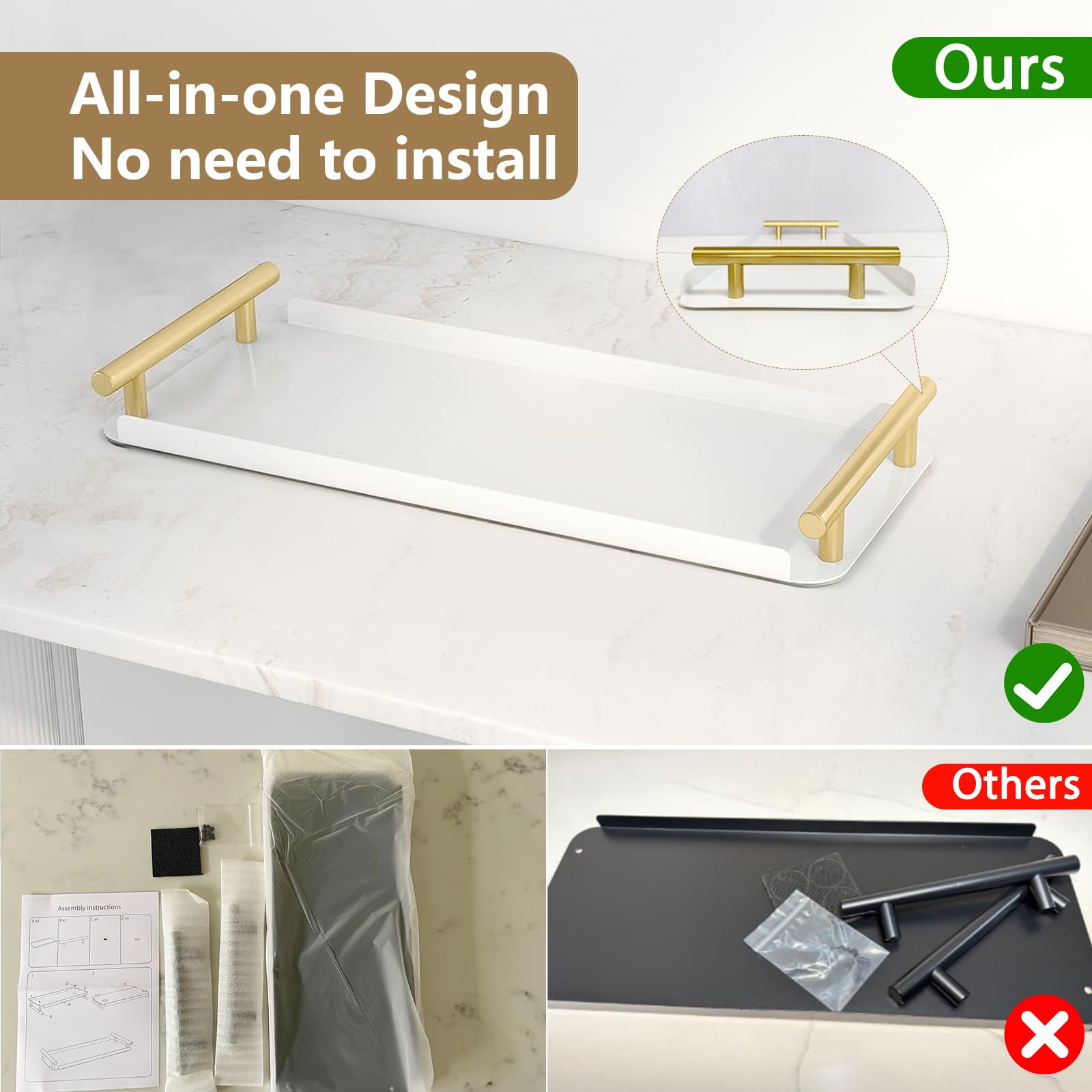 Xzhxfx Toilet Paper Basket,Stainless Steel Toilet Tank Tray With Handles - Toilet Paper Storage For Bathroom & Kitchen Table - B