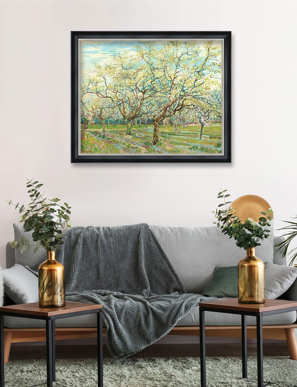 Decorarts - The White Orchard By Vincent Van Gogh. Giclee Print Art Reproduction With Matching Solid Wood Frame In Classical Sty