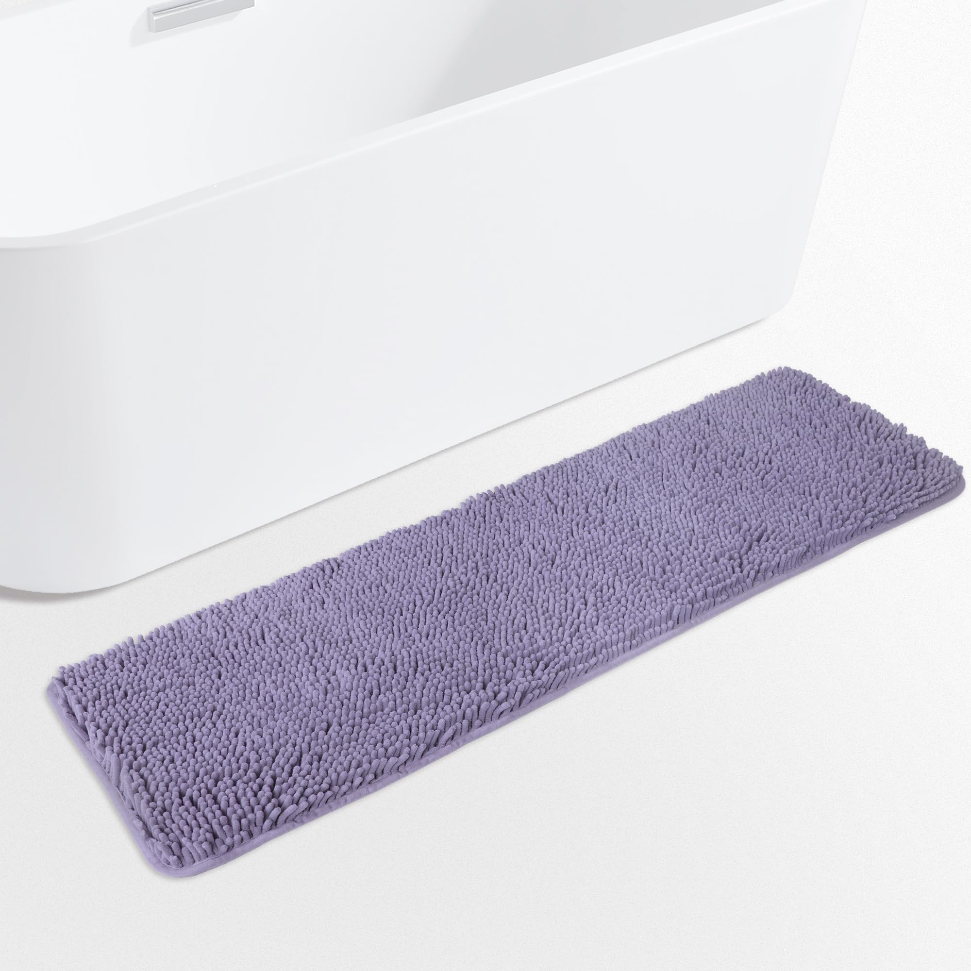 Yeaban Lavender 47 X 17 Bathroom Rug - Thick Chenille Bath Mats | Absorbent And Washable Bath Rug Non-Slip, Plush And Soft Rugs