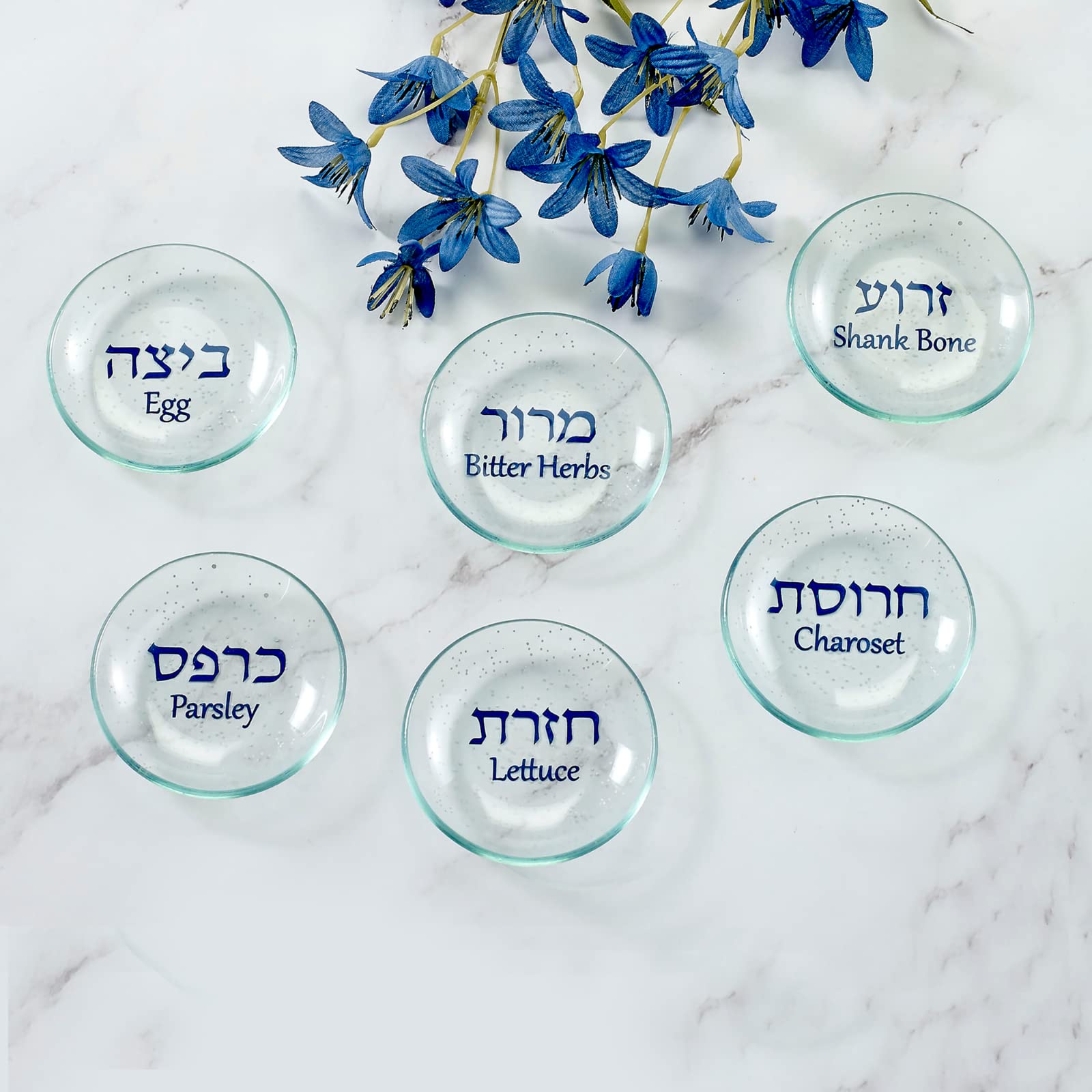 Rite Lite Passover Glass Seder Plate Liners Bulk Set Of 6 - Stylish & Elegant Jewish Holiday Party Decorations Passover Gifts Pe