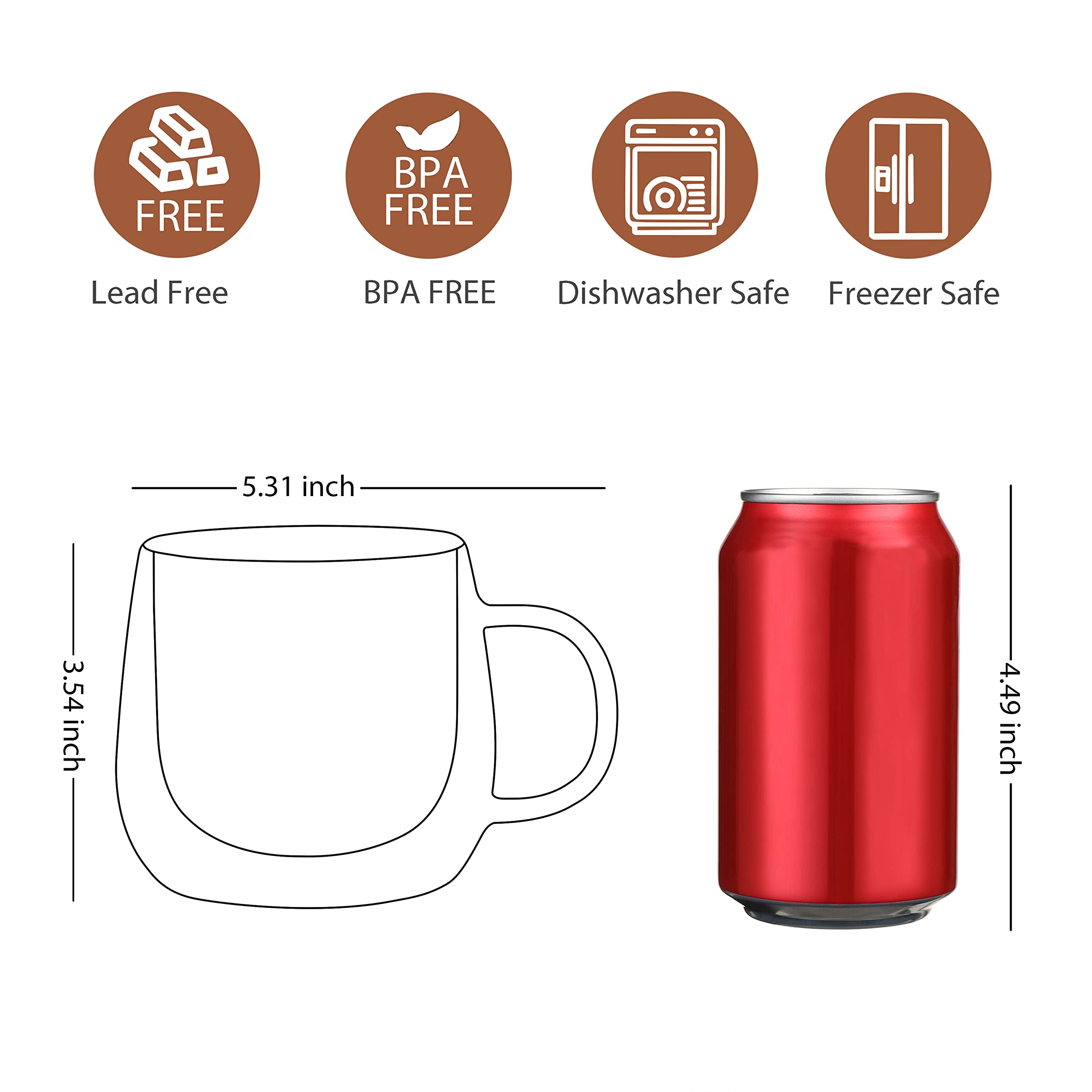 Cnglass Double Walled Glass Coffee Mugs 10Oz,Large Insulated Espresso Cups,Set Of 2 Clear Glasses Cappuccino Mug With Handle(Tea