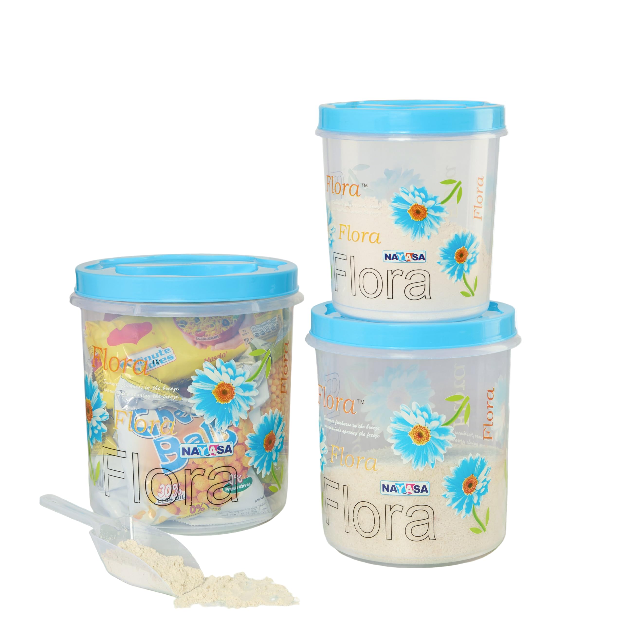 Nayasa Store In Container (4.7 Ltrs, 7.2 Ltrs, 11.2 Ltrs) Bpa Free Food Grade Airtight Kitchen Storage Stackable Containers- Set