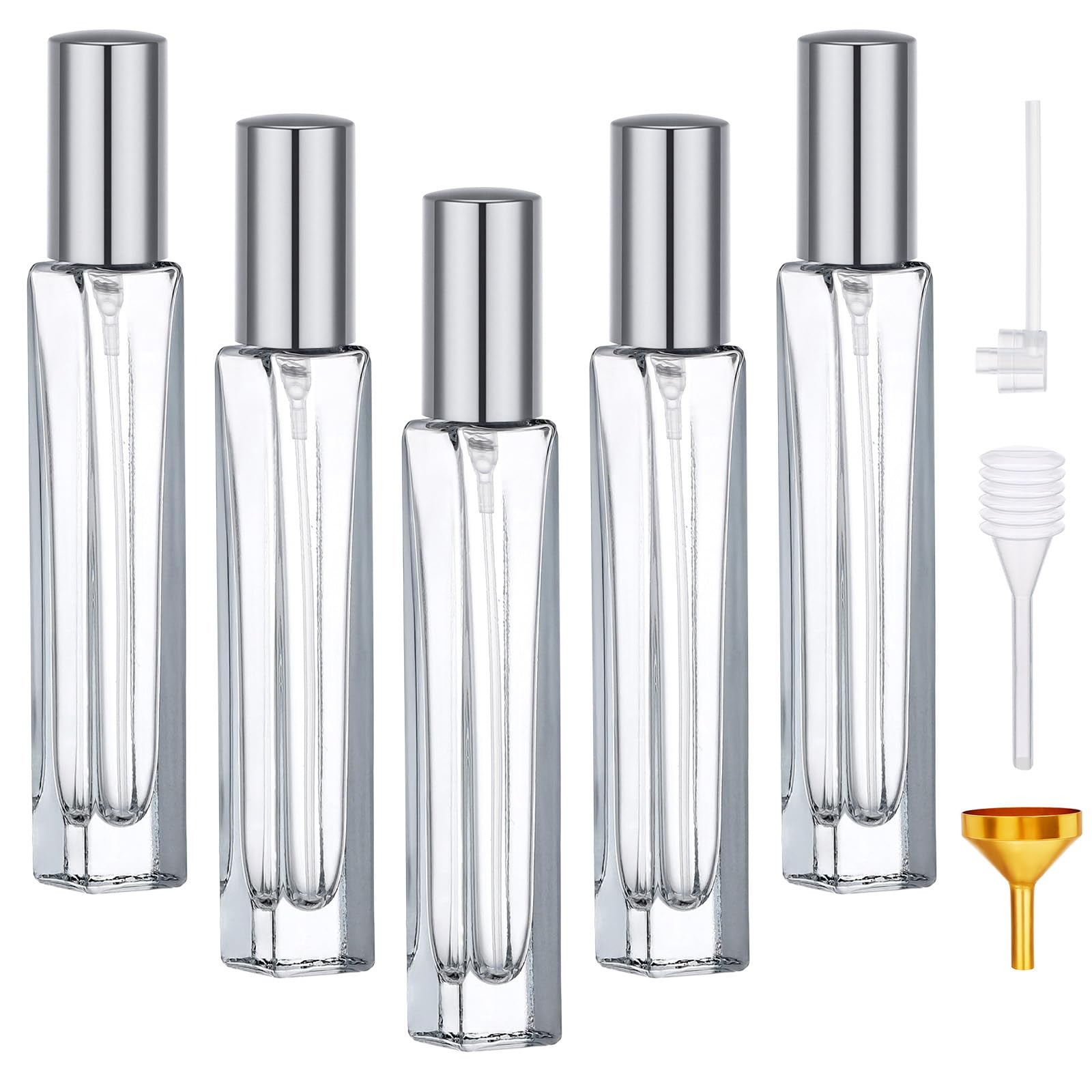 Segbeauty 0.34Oz Atomizer Sprayer For Perfume, 5Pcs 10Ml Perfume Travel Refillable Spray Bottle Set, Gray Cologne Travel Bottle