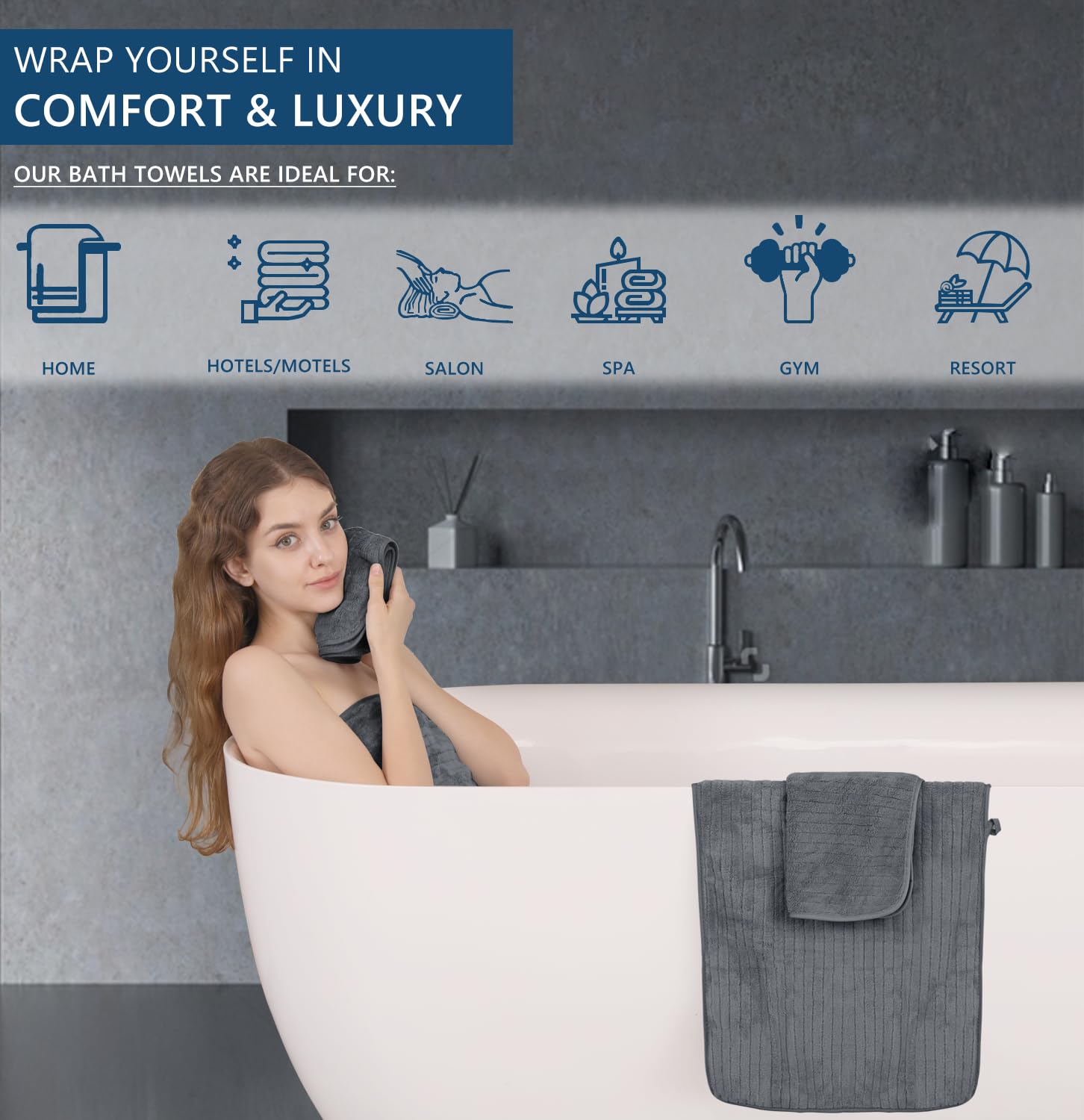 Towel 8-Piece Premium Towel Set,Extra Soft Fluffy Bathroom Towel, 2 Oversized Large Bath Sheet 35   X 70   ,2 Hand Towel 16   X