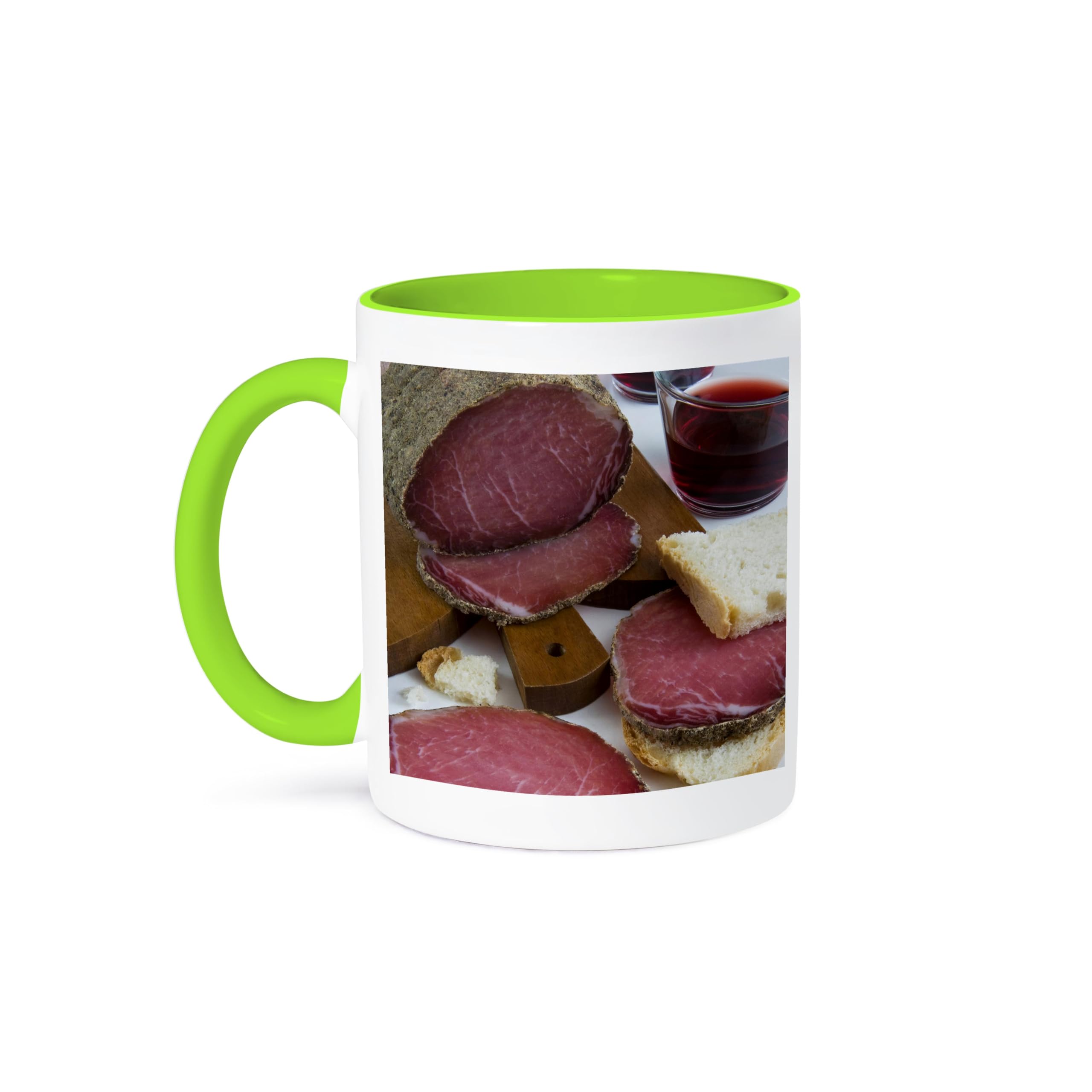 3dRose Lonza, Pork loin, cured ham, Tuscan cuisine, Italy - LI11 NTO0048 - Nico Tondini 11oz Two-Tone Green Mug