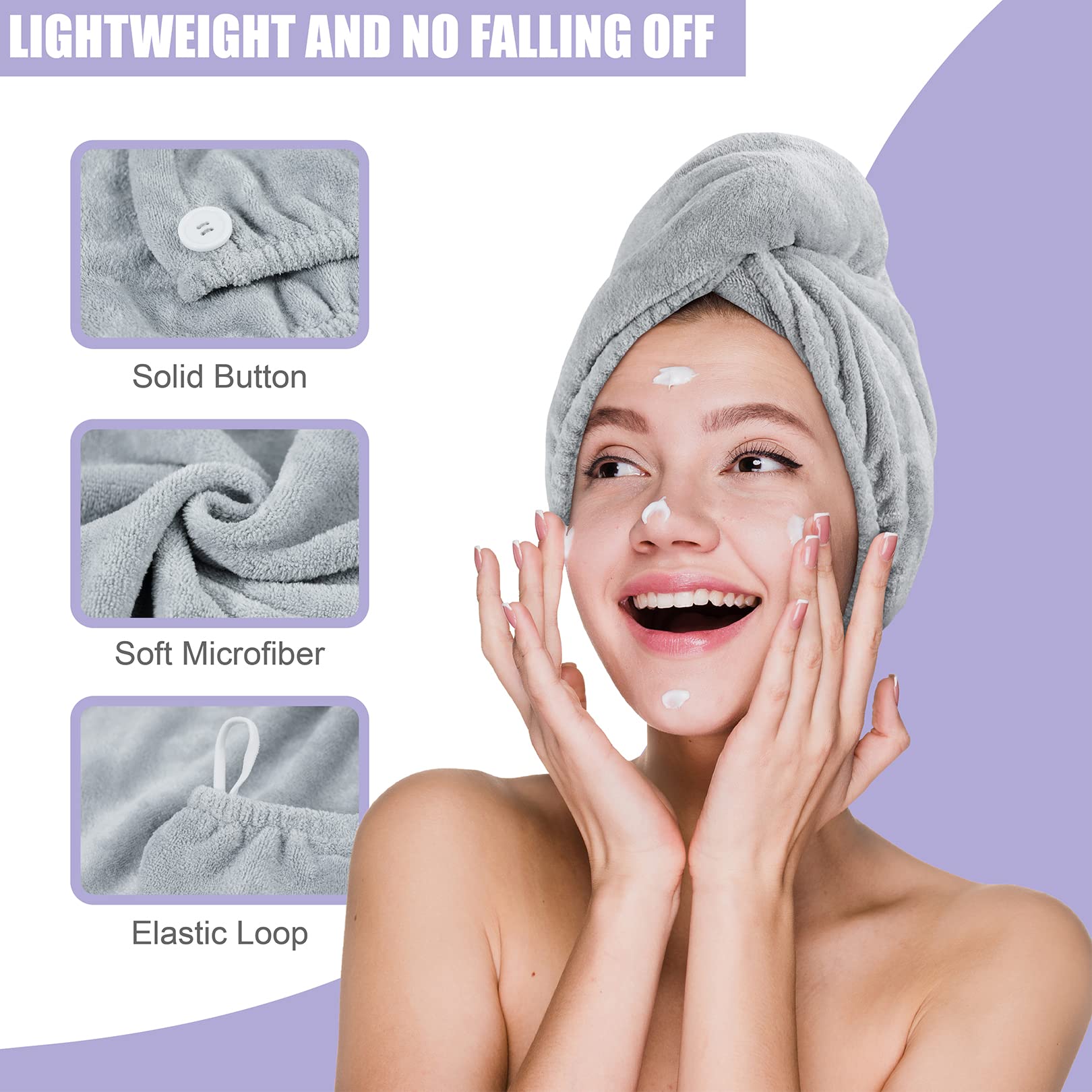 Poyday Microfiber Hair Towel Drying Wrap: 2Pack Head Dry Towel Twist Drying Turban Anti Frizz Long Quick Rapid Absorbent Women W