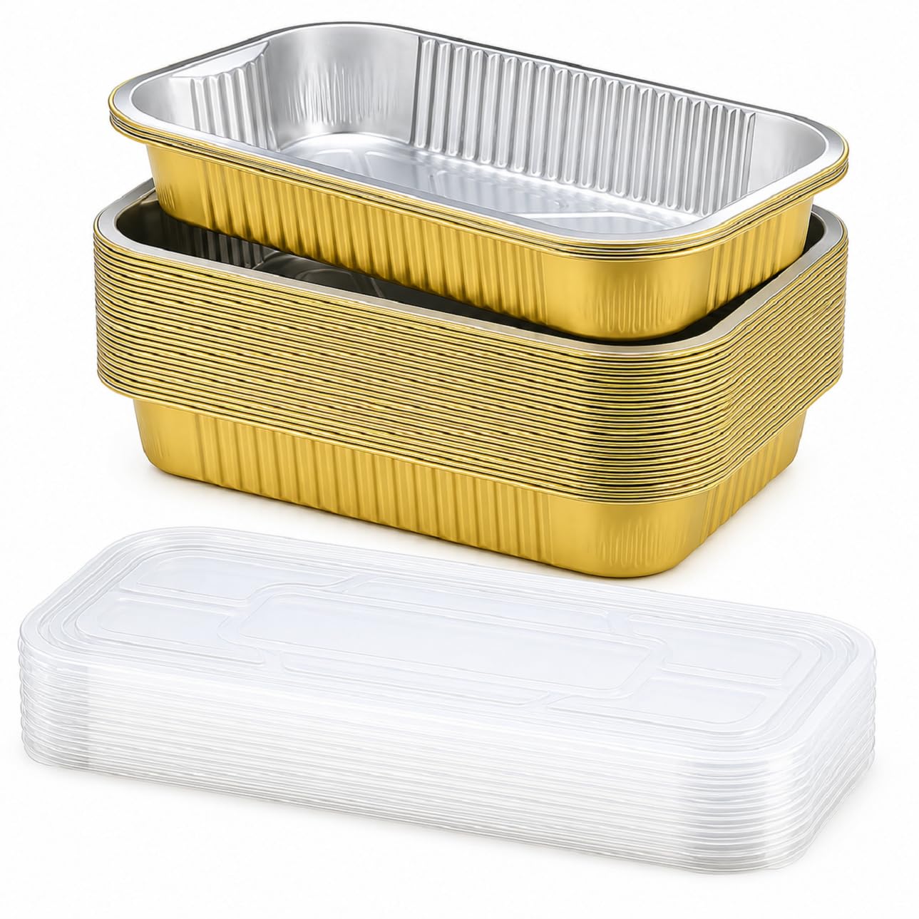JARDLITE 15 Pack 1392.4 Gold Aluminum Foil Pans with Lids Heavy Duty, 9x13 Foil Food Containers with Lids, Disposable Tin