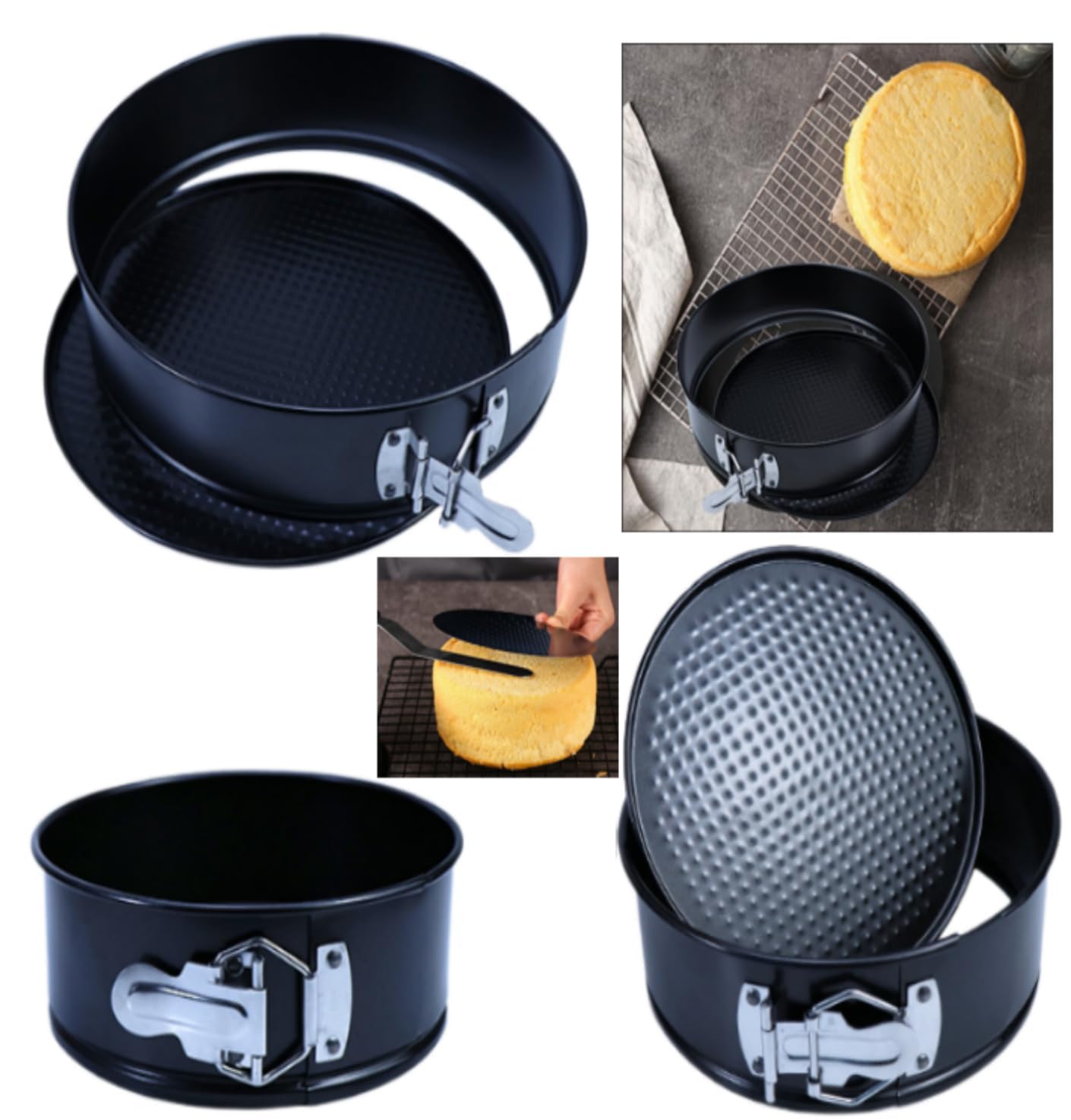 Ruisenlai 260Pcs Cake Pan Set For Baking + Cake Decorating Supplies: 3 Round Non Stick Springform Pan Set (4, 7, 9 Inches), Icin