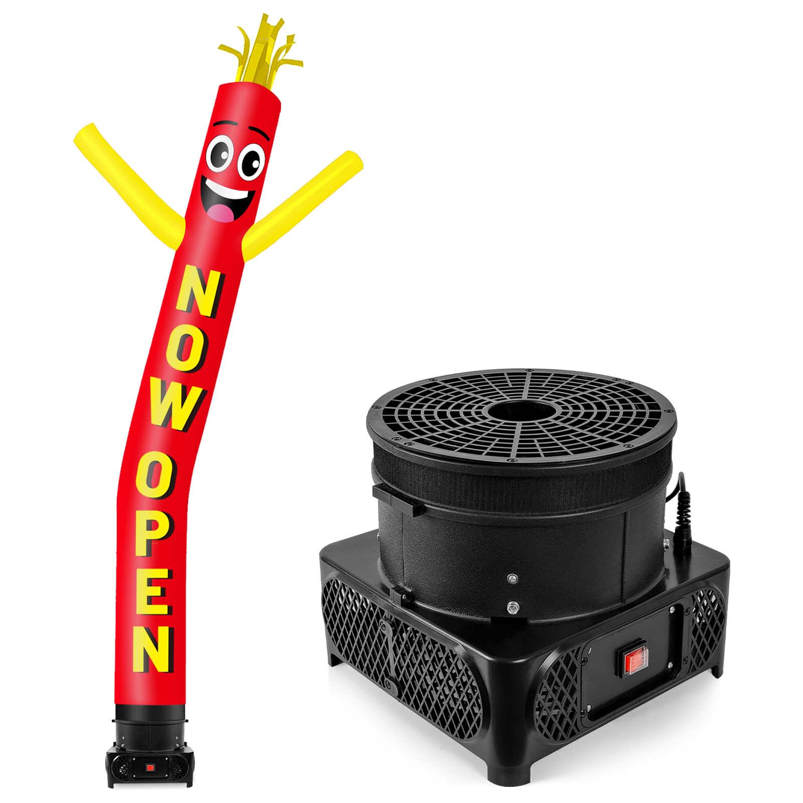 GOODENY 10FT Tall Inflatable Tube Man Now Open Wacky Wavy Dancing Guy with 3/4 HP Weather-Resistant Blower (12  Diameter) for Ou