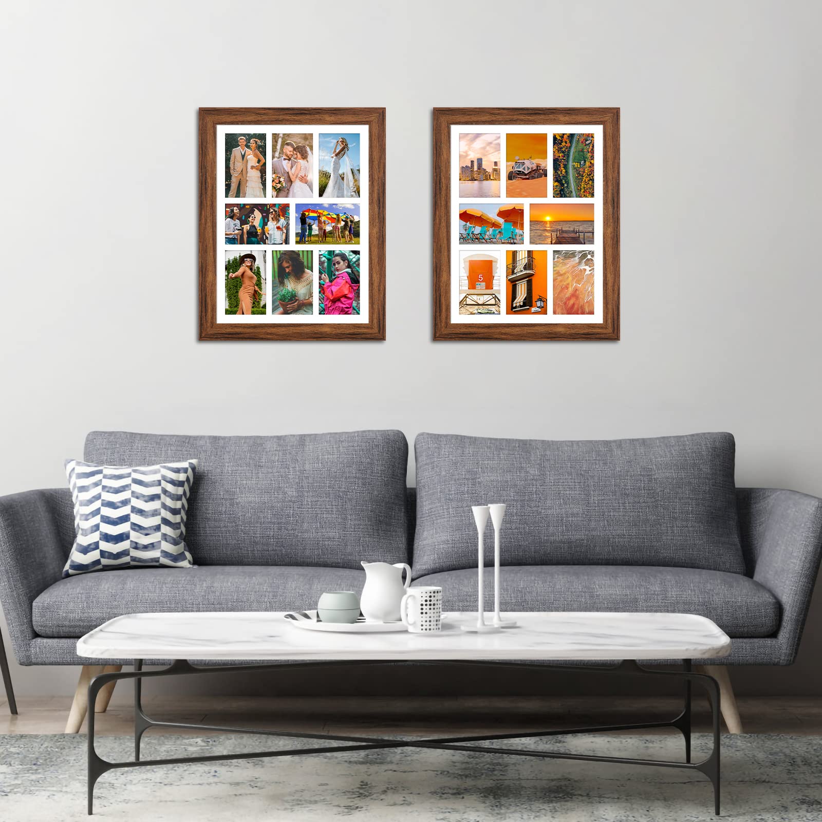 Gaevuian 13x17 Picture Frame Display 8 opening 4X6 Picture Frame Collage,Multi Photo Frame with Mat,Plexiglass,Wall or Tabletop