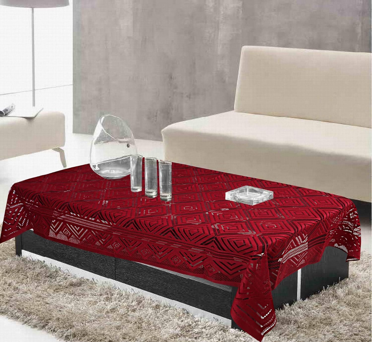 Kuber Industries Cotton 1 Piece 4 Seater Center Table Cover (Maroon) -Ctktc05807