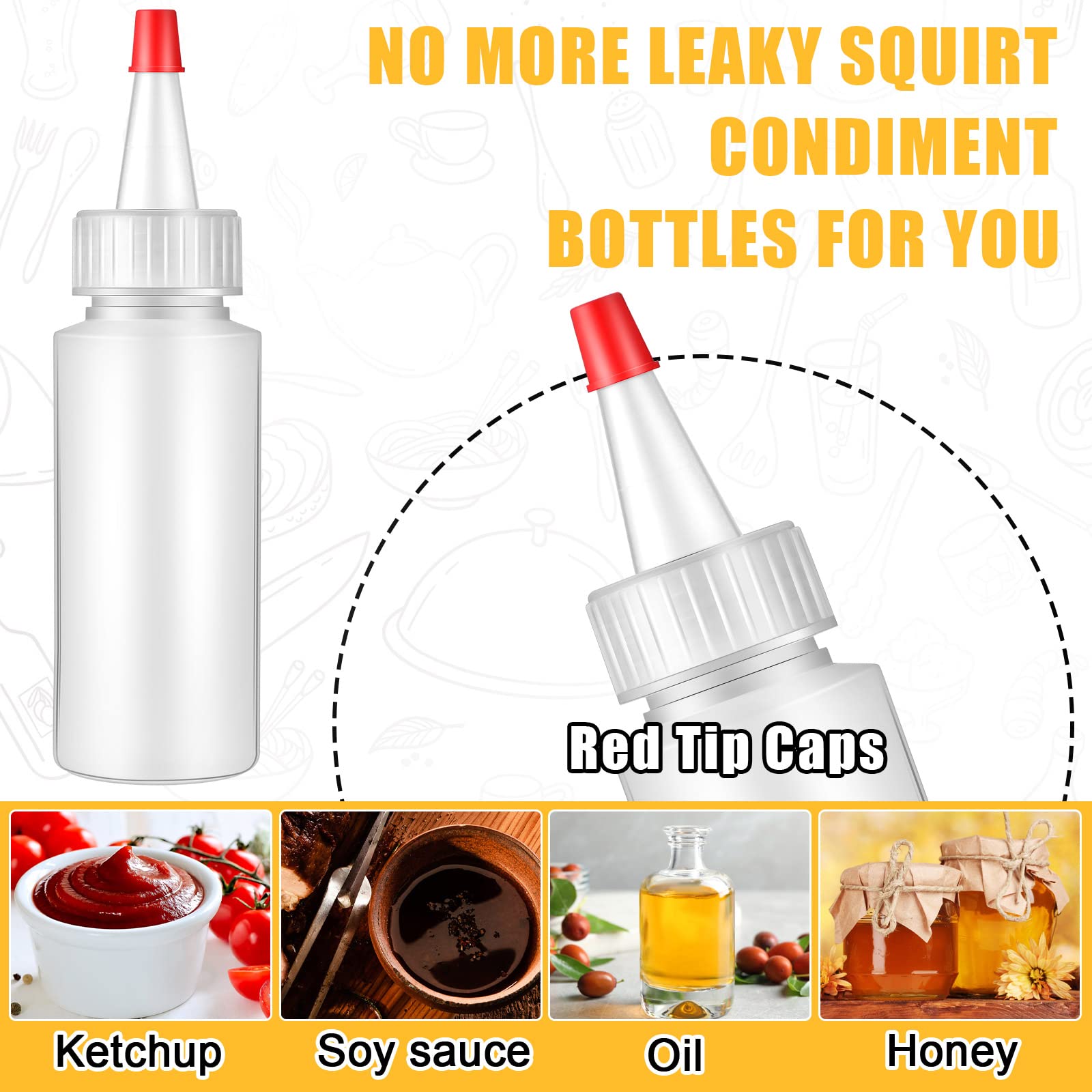 80 Pcs 2 Oz Plastic Small Condiment Squeeze Bottles With Red Tip Caps Squirt Refillable Round Mini Squeeze Bottle For Glues Pain