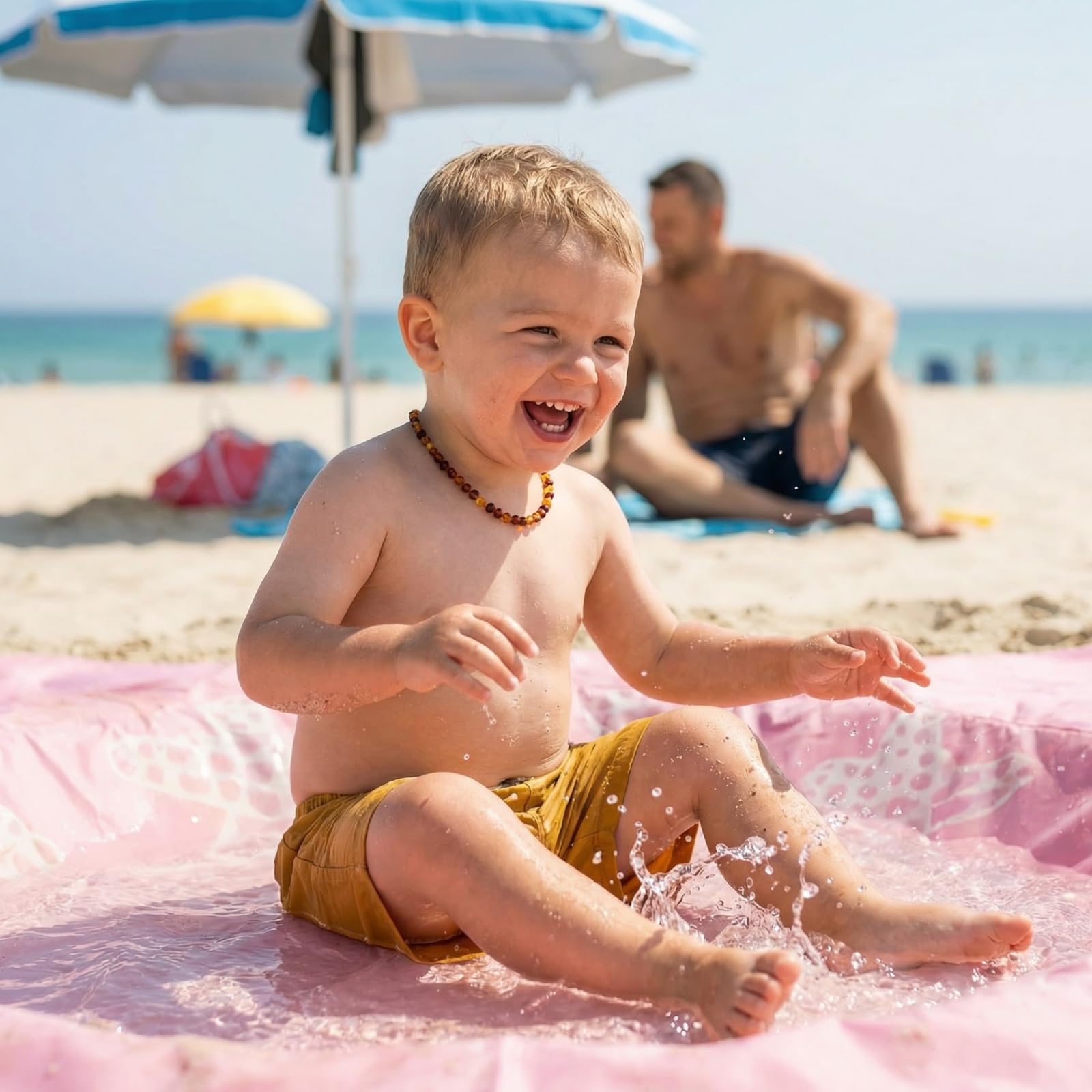 Baby Beach Splash Mat Pink, 1 Piece, 78.74 x in Waterproof Polyester Portable