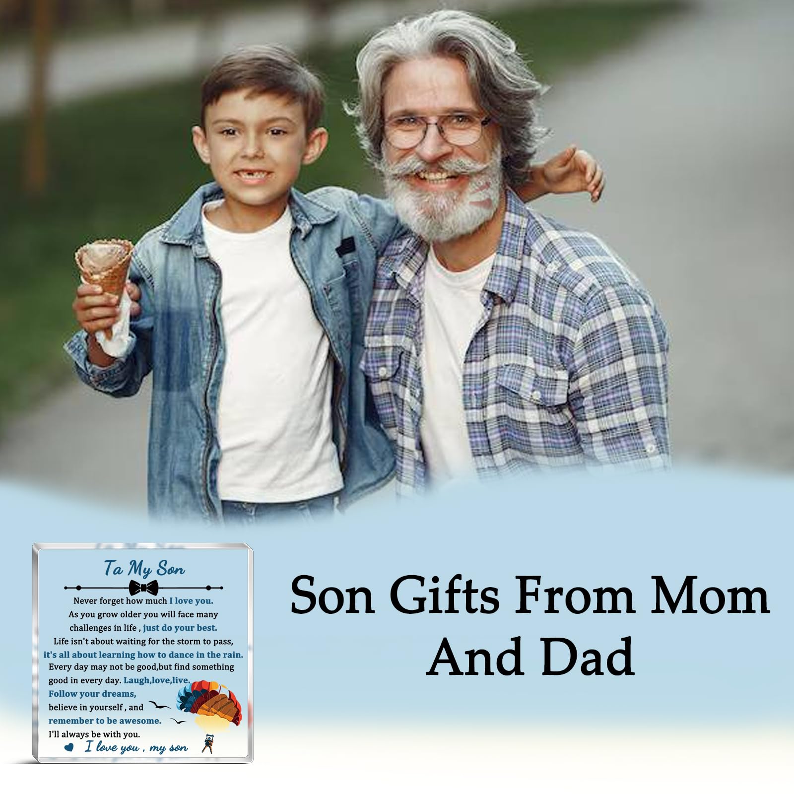 Son Gifts From Mom And Dad Acrylic Block Plaque Desk Dcor Sign Graduation Gift For Son Grandson Mother Sons Gifts Birthday Gift