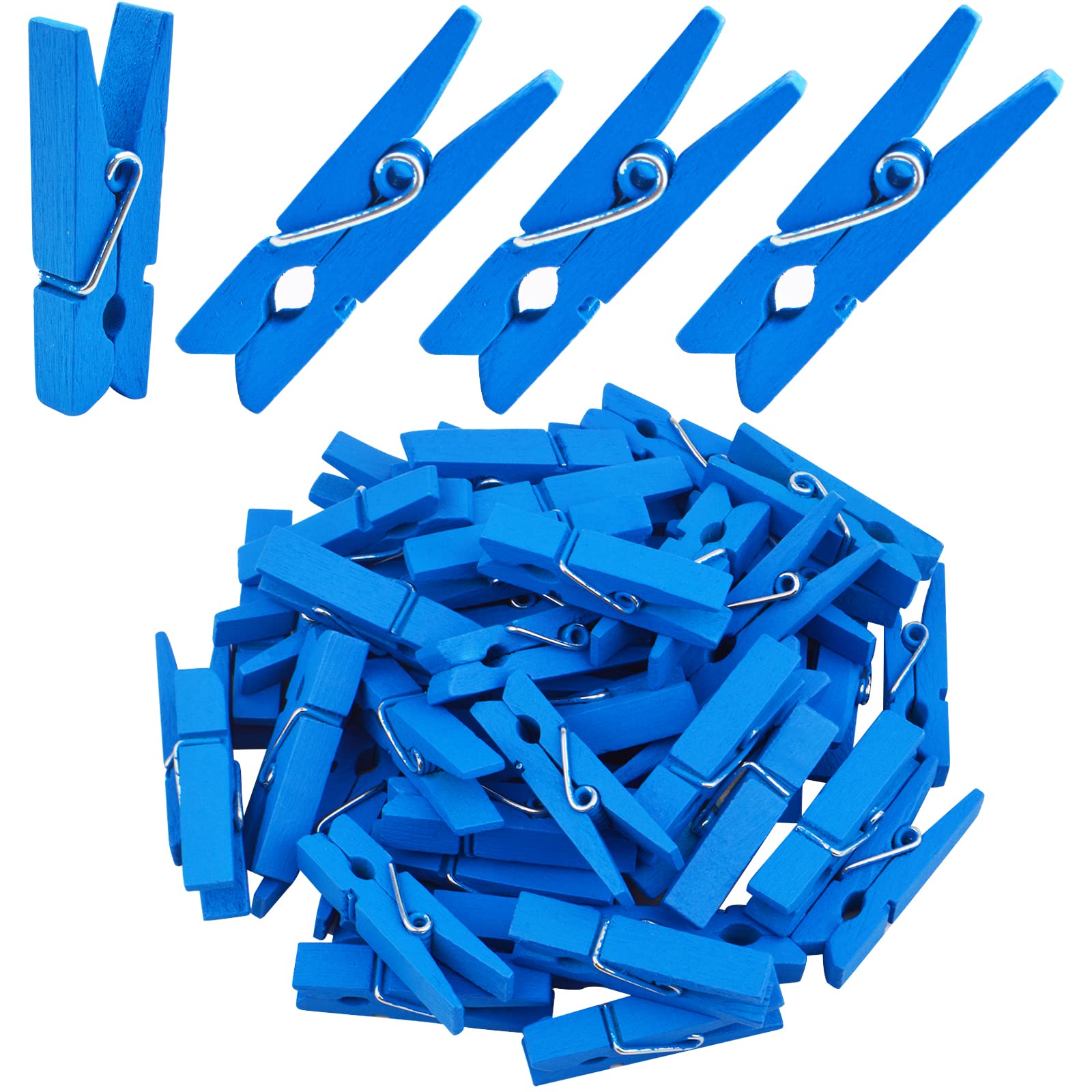 Jdesun 50Pcs Blue Wood Clips Mini Clothespins Wooden Utility Paper Photo Clips Laundry Clothespin Peg Pins Craft Clip For Hangin