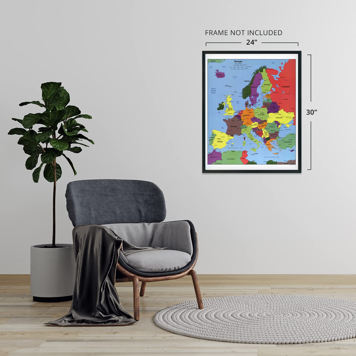 HISTORIX Europe Map Poster Wall Art - 24x30 Inch, Multicolor, Paper