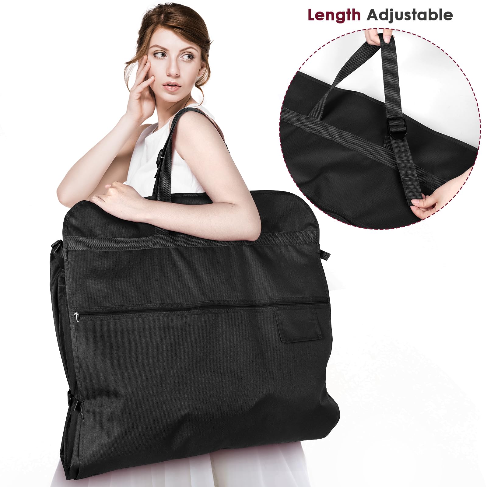 Kntiwiwo Wedding Dress Garment Bag 72'' Dress Bags for Gowns Long with Accessories Pockets Bridal Garment Cover with Adjustable Handles for Wedding Dress  Prom Evening Gown