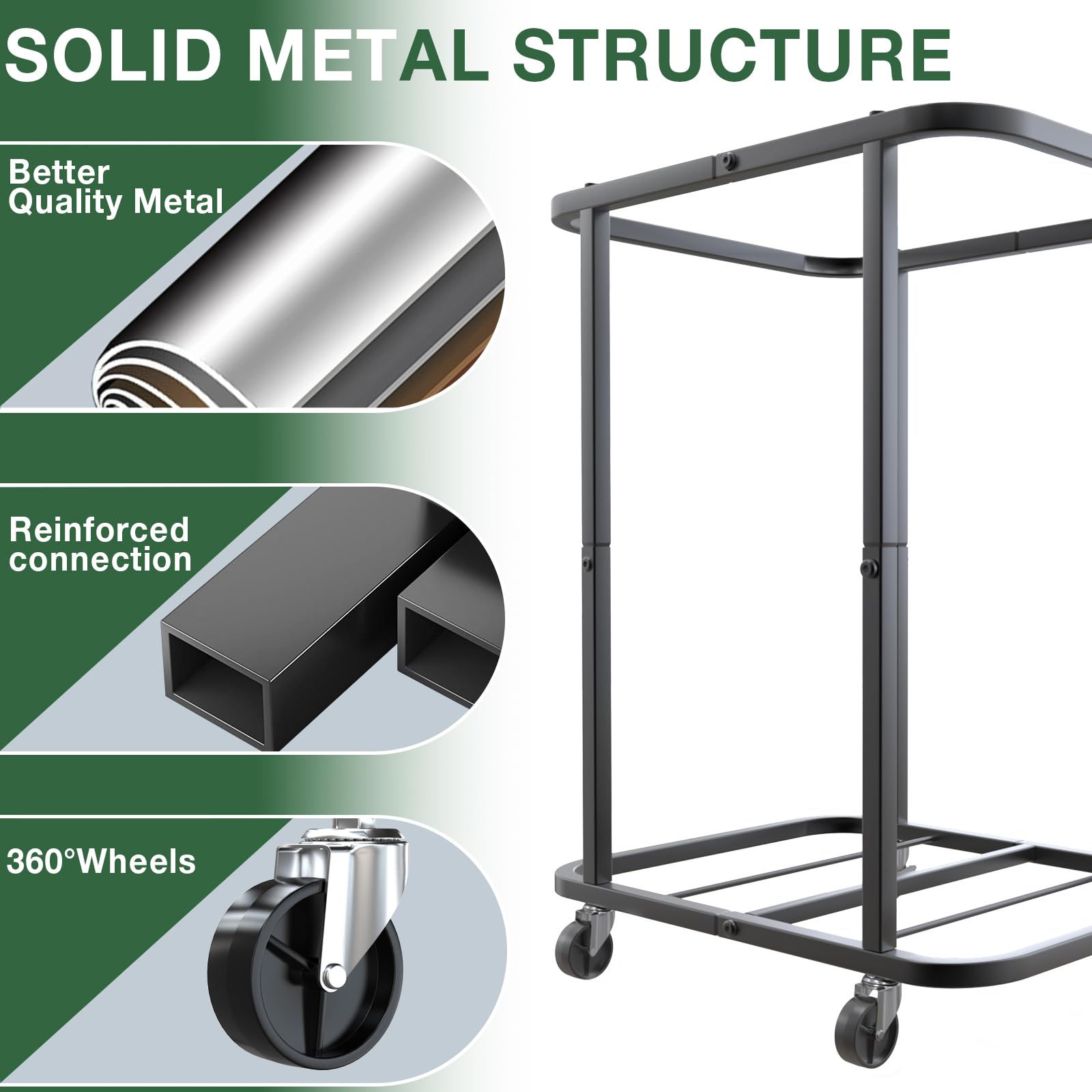 40 Gal(150L) High Grade Large Laundry Basket With Wheels, Rolling Laundry Hamper, Laundry Cart With Metal Frame And Removable Ba