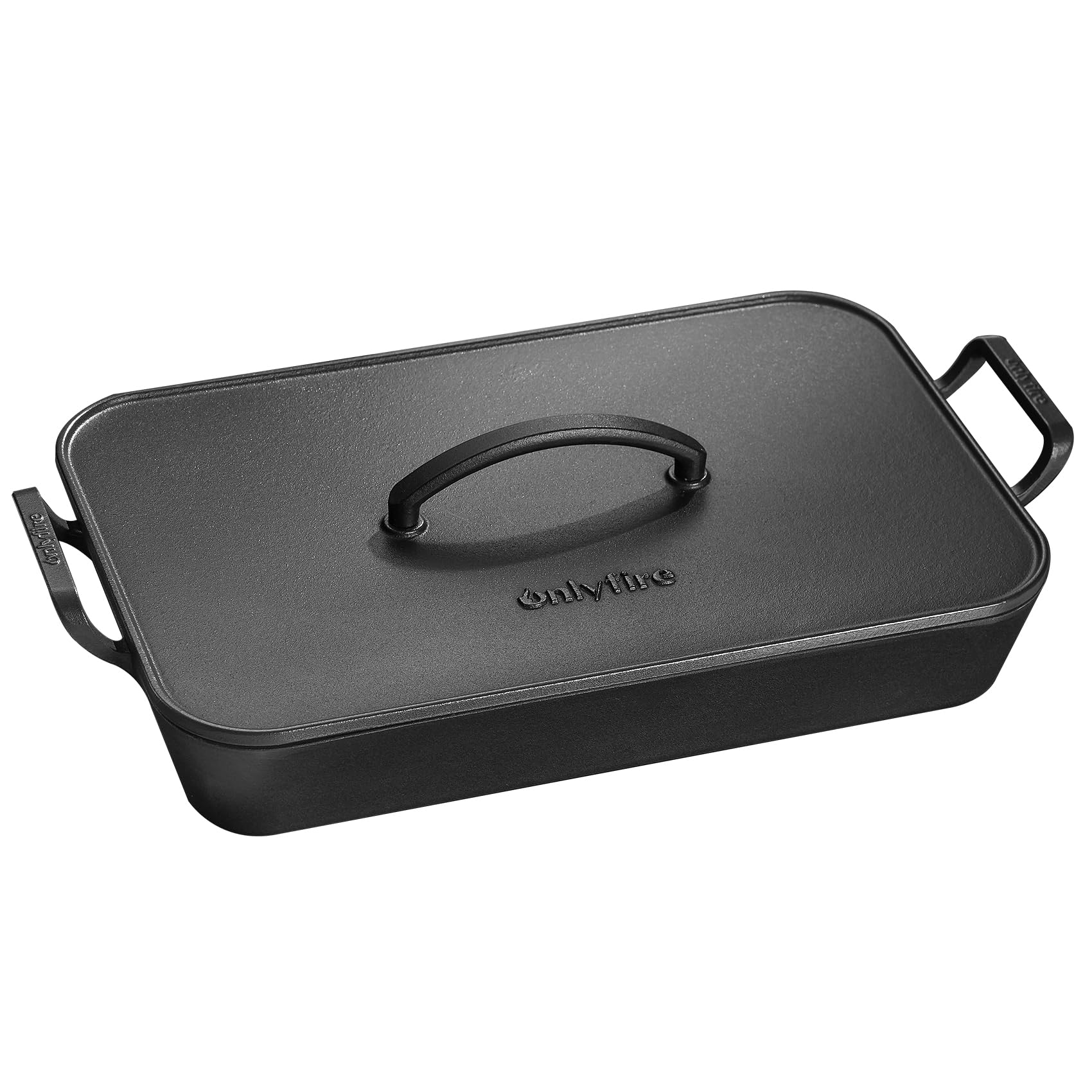 Onlyfire Cast Iron Dutch Oven Casserole Dish, 16.5x10.5x7