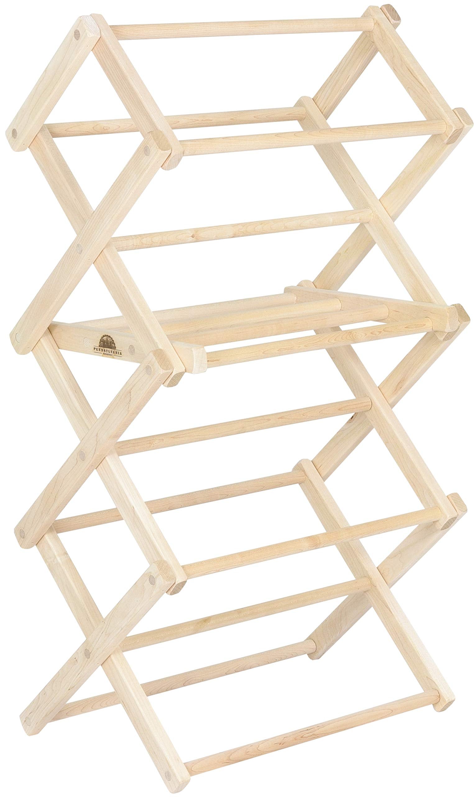 Pennsylvania Woodworks Clothes Drying Rack: Solid Maple Hard Wood Laundry Rack for Baby Clothes  Hand Towels  Delicates & More  Durable Small Folding Drying Rack  Made in USA  No Assembly Needed