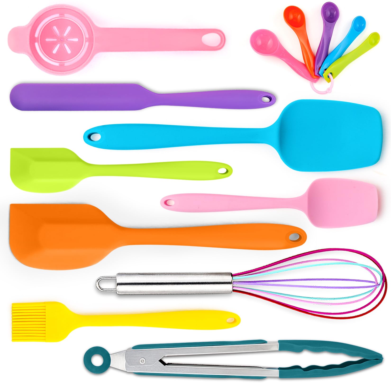 14 Pcs Silicone Spatulas Set, P&P Chef Colorful Heat Resistant Rubber Spatula For Nonstick Cookware, Include Jar Spatulas, Cooki