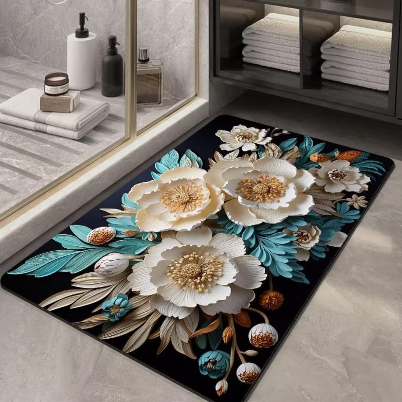 Tagpr Super Water Absorbent Drying Microfiber Bathroom Mat Quick Dry Shower Mat High Absorbency Bath Rug Moisture Wicking Fast D