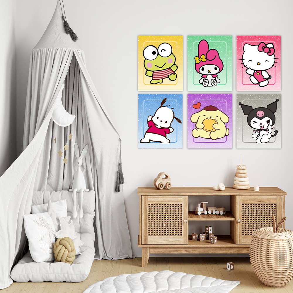 W.O.W.A - Hello Kitty Themed Nursery Decor For Baby Girls - Set Of 6 Vibrant Posters For Kids And Teens Bedroom (8''X10'', Unfra