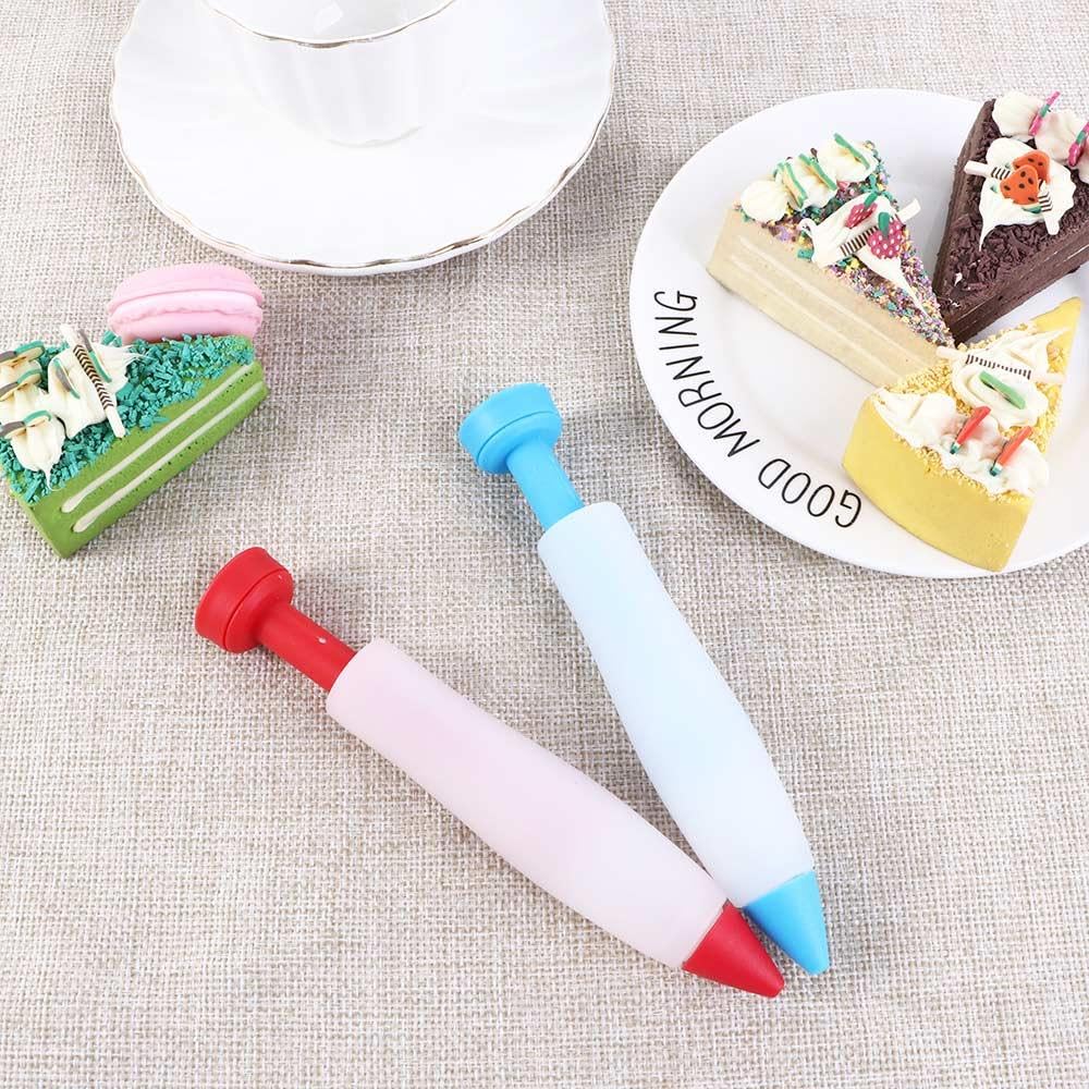 Cake Icing Pen 4Pcs Reusable Silicone Food Writing Pen Cookie Piping Nozzles Milking Grease Pen Cake Chocolate Decor Tools Diy K