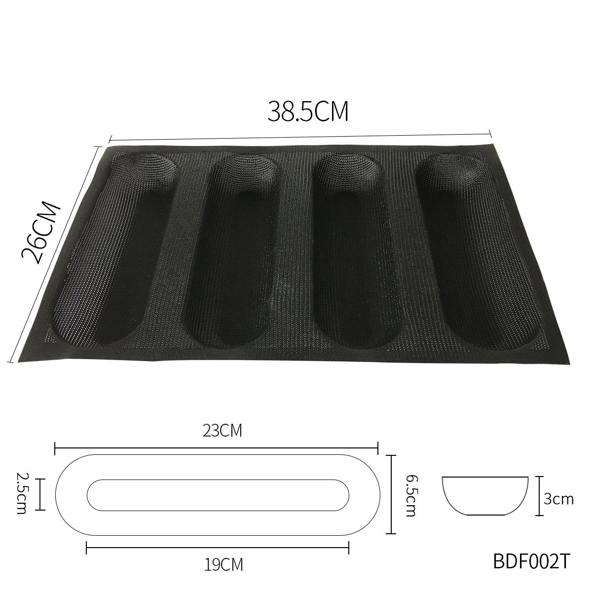Bluedrop Silicone Bread Forms For Hot Dog Baking Molds Sandwich Making Sheet 4 Cavities 9 Inches Loaf Eclair Mats