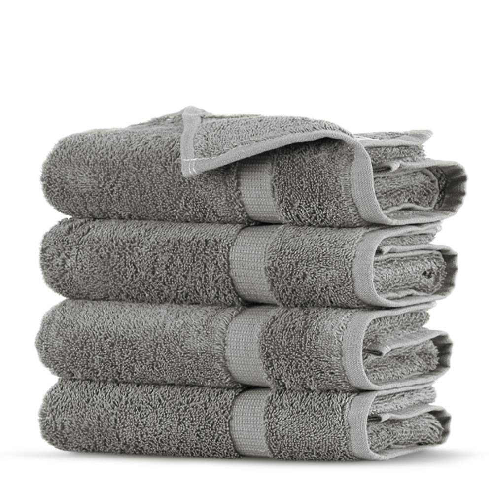 Towel Bazaar Premium Turkish Cotton Super Soft And Absorbent Towels (4-Piece Washcloth, Gray)