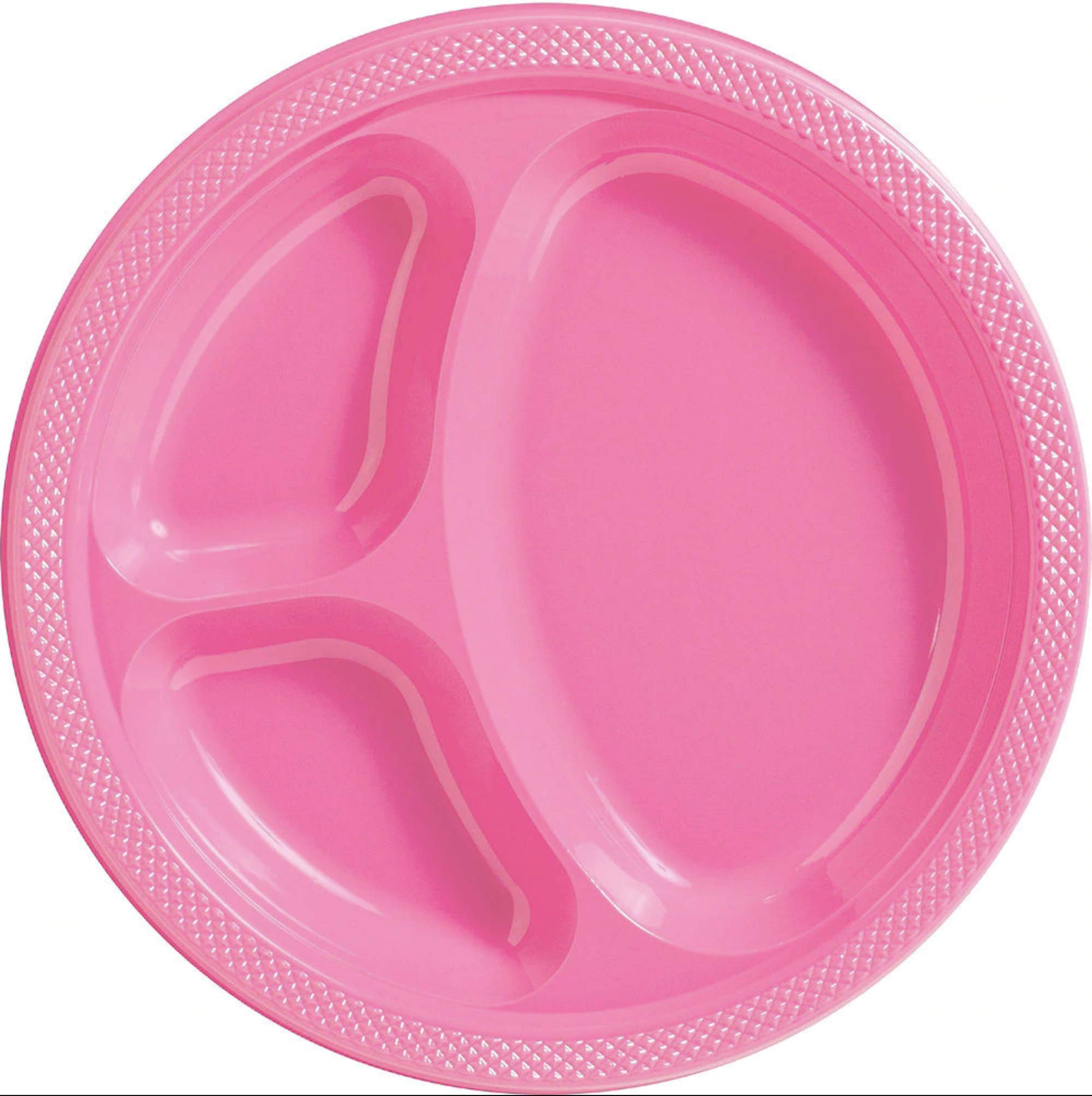 Bright Pink 3-Compartment Plastic Plates - 10'' (Pack Of 20) - Vibrant & Convenient Party Plates For All Occasions
