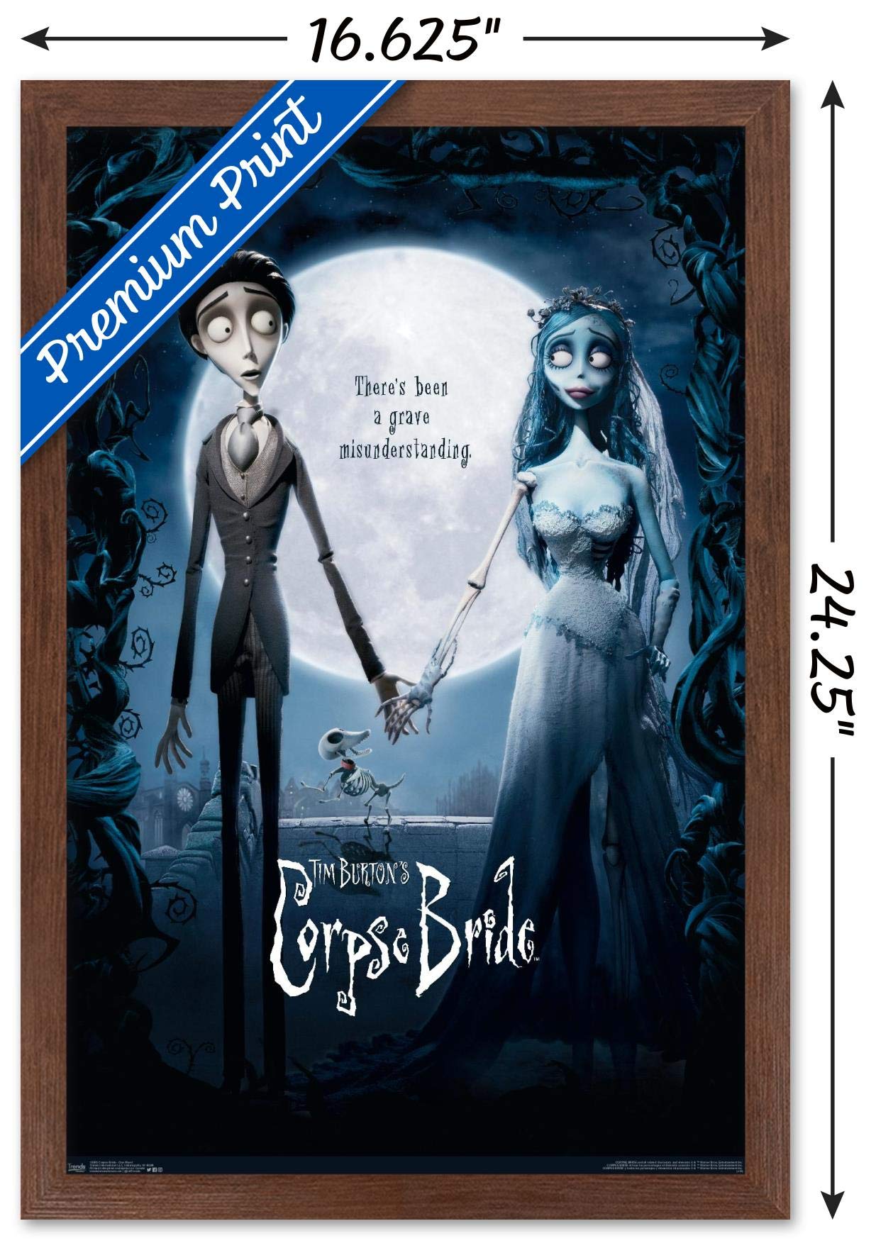 Trends International Tim Burton'S The Corpse Bride - One Sheet Wall Poster, 14.725'' X 22.375'', Mahogany Framed Version